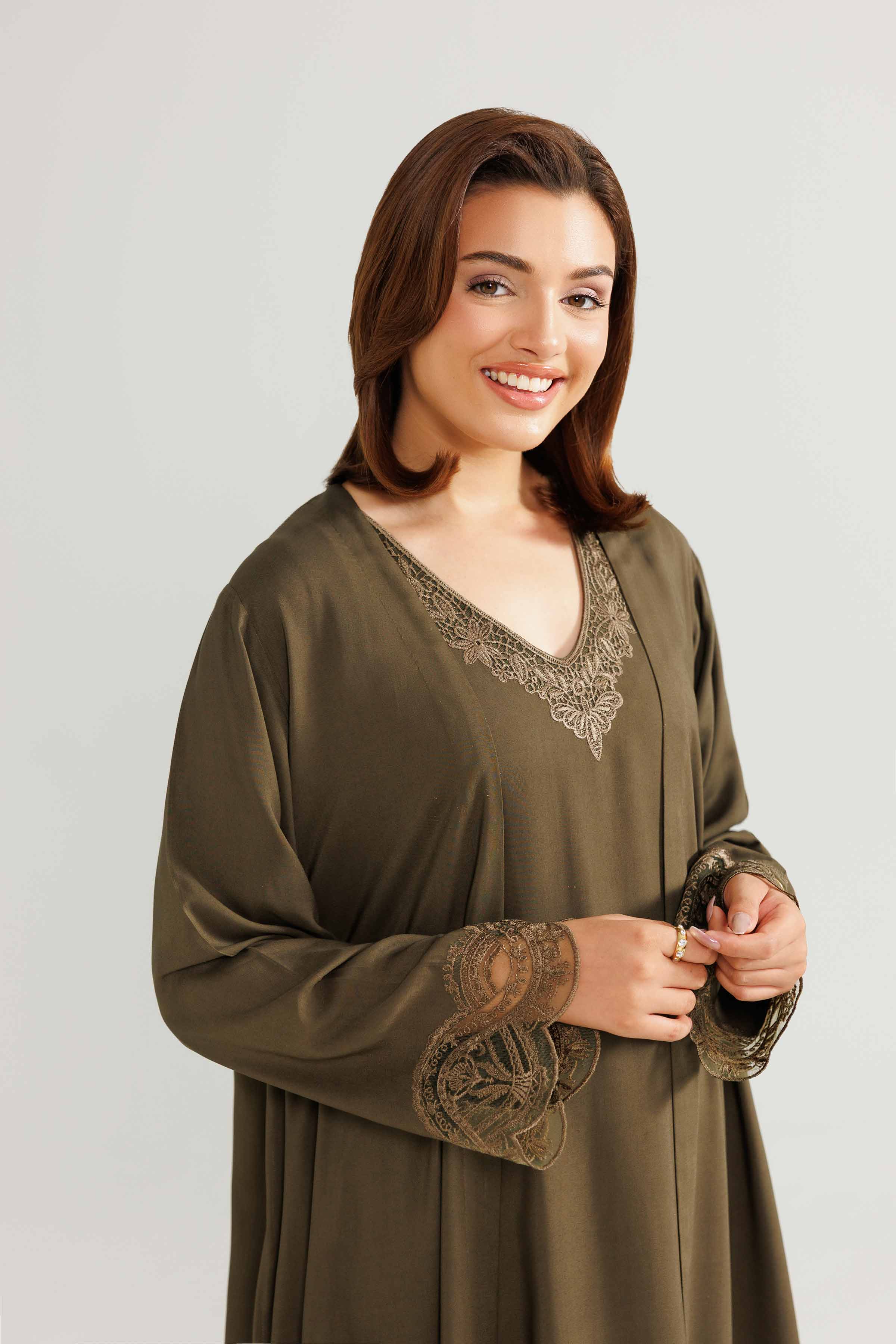NishatUAE - Green Embroidered Linen 2-piece Ready To Wear Loungewear
