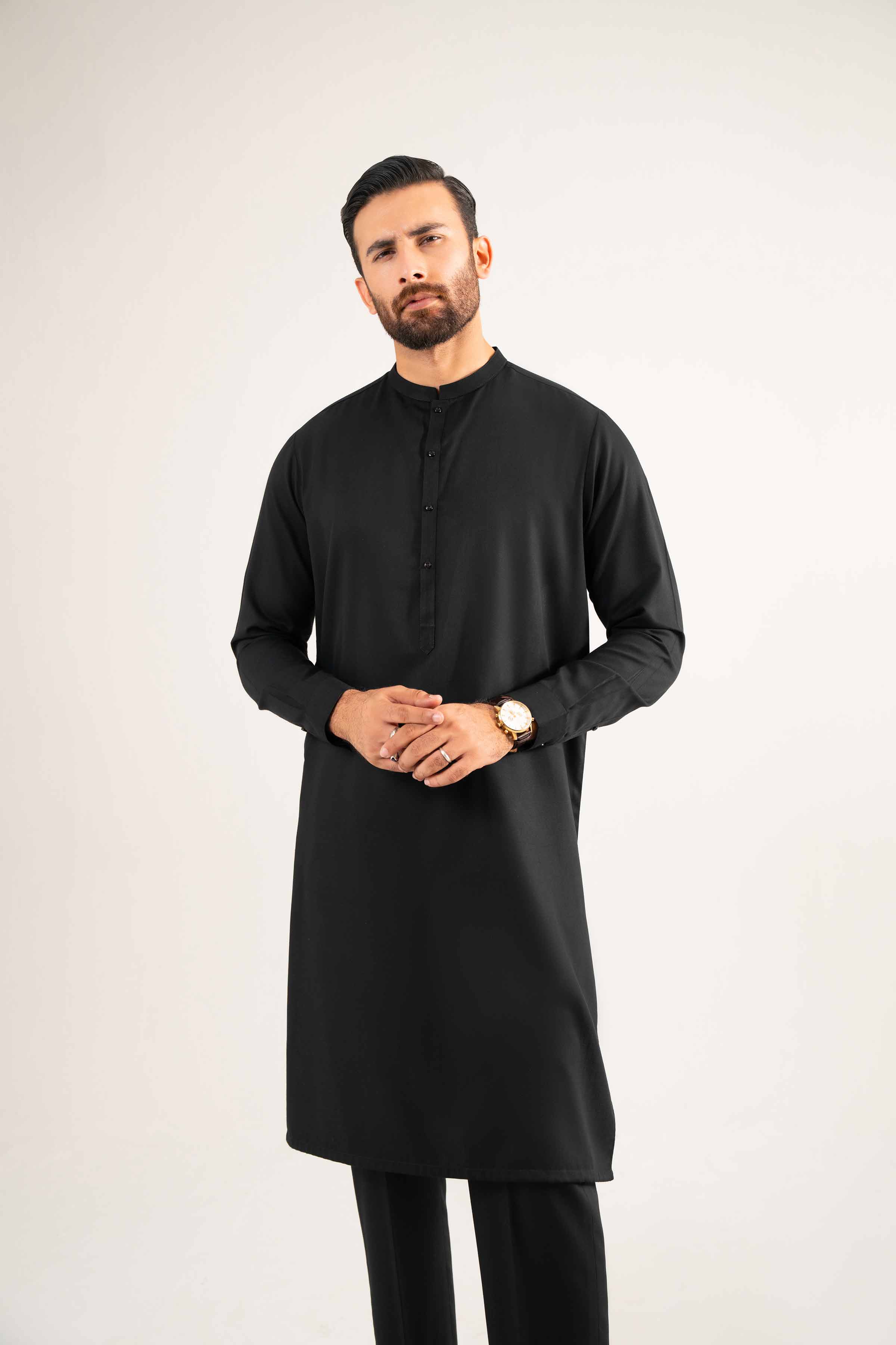 NISHATUAE - Black Solids Linen 2-piece Ready to wear Dress