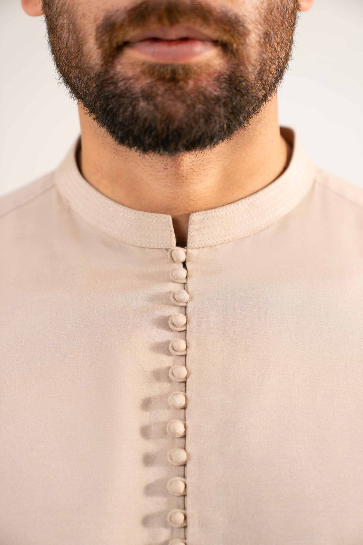 NISHATUAE - Beige Solids Satin 2-piece Ready to wear Dress