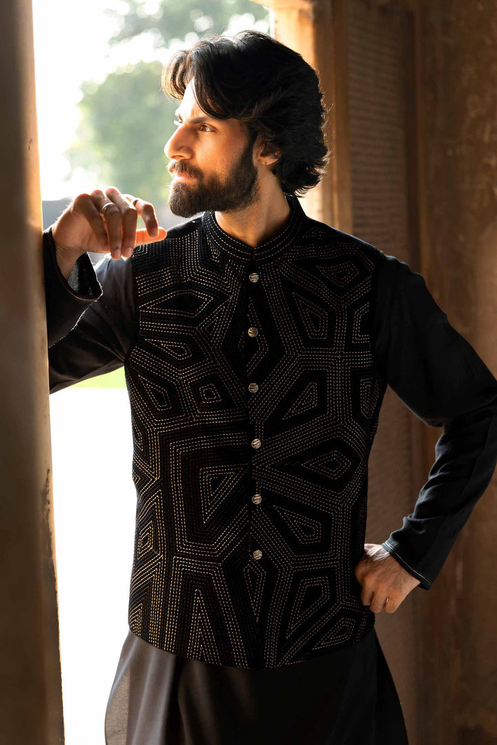 NISHATUAE - Red Embroidered Velvet Ready to wear ready to wear