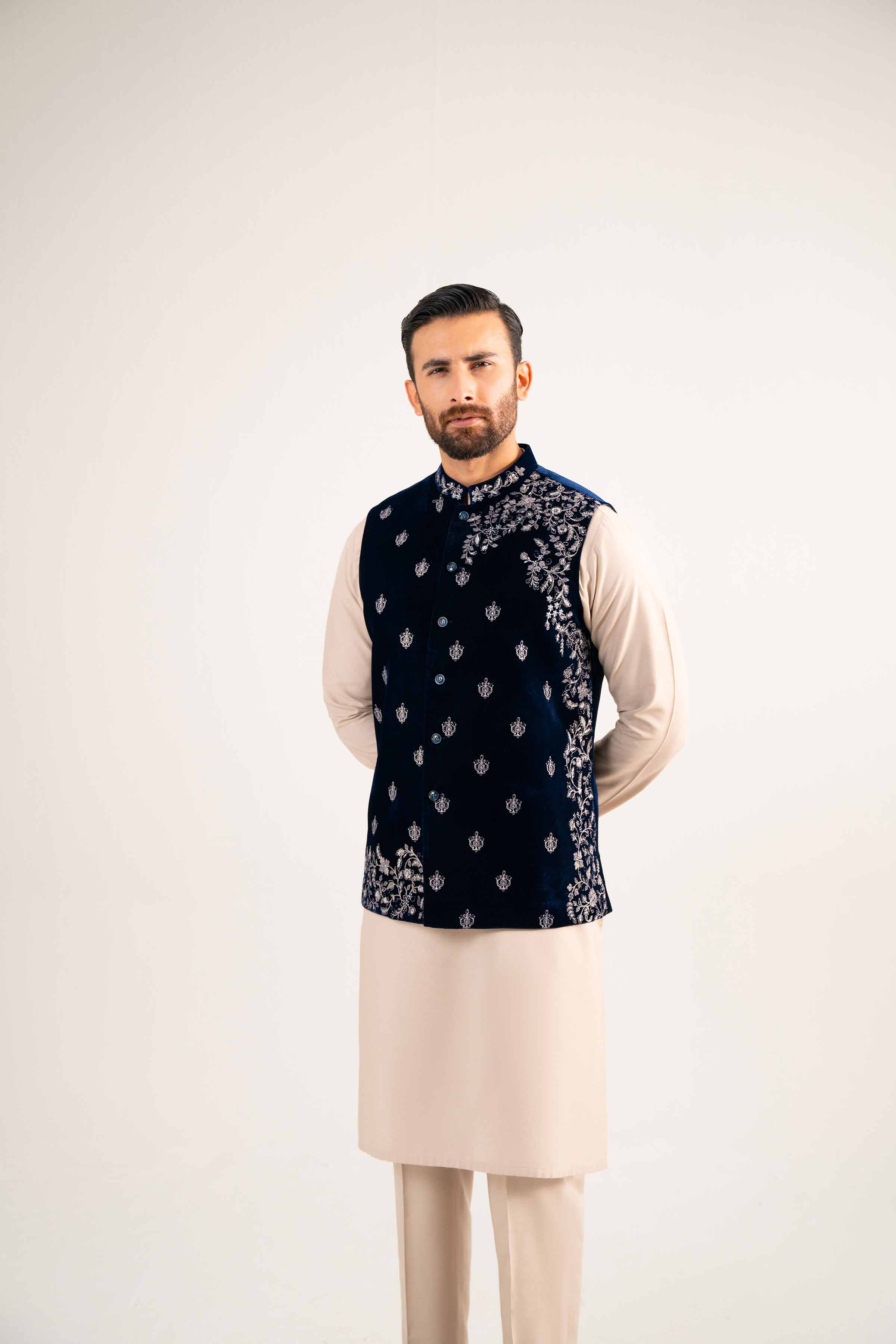 NISHATUAE - Blue Embroidered Velvet Ready to wear ready to wear
