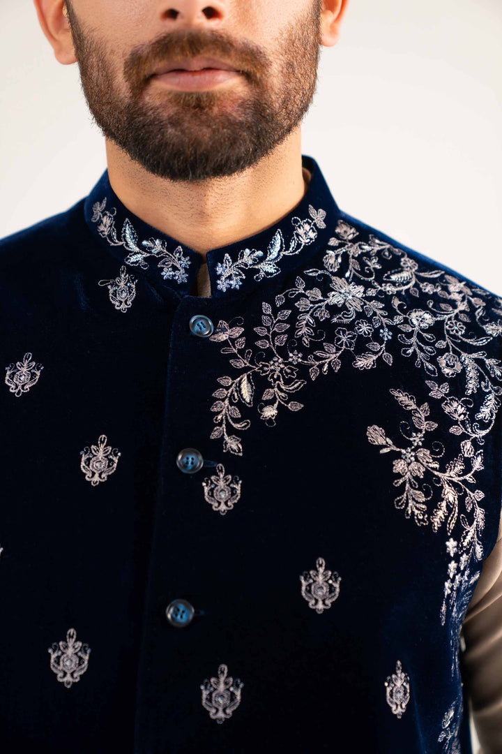 NISHATUAE - Blue Embroidered Velvet Ready to wear ready to wear