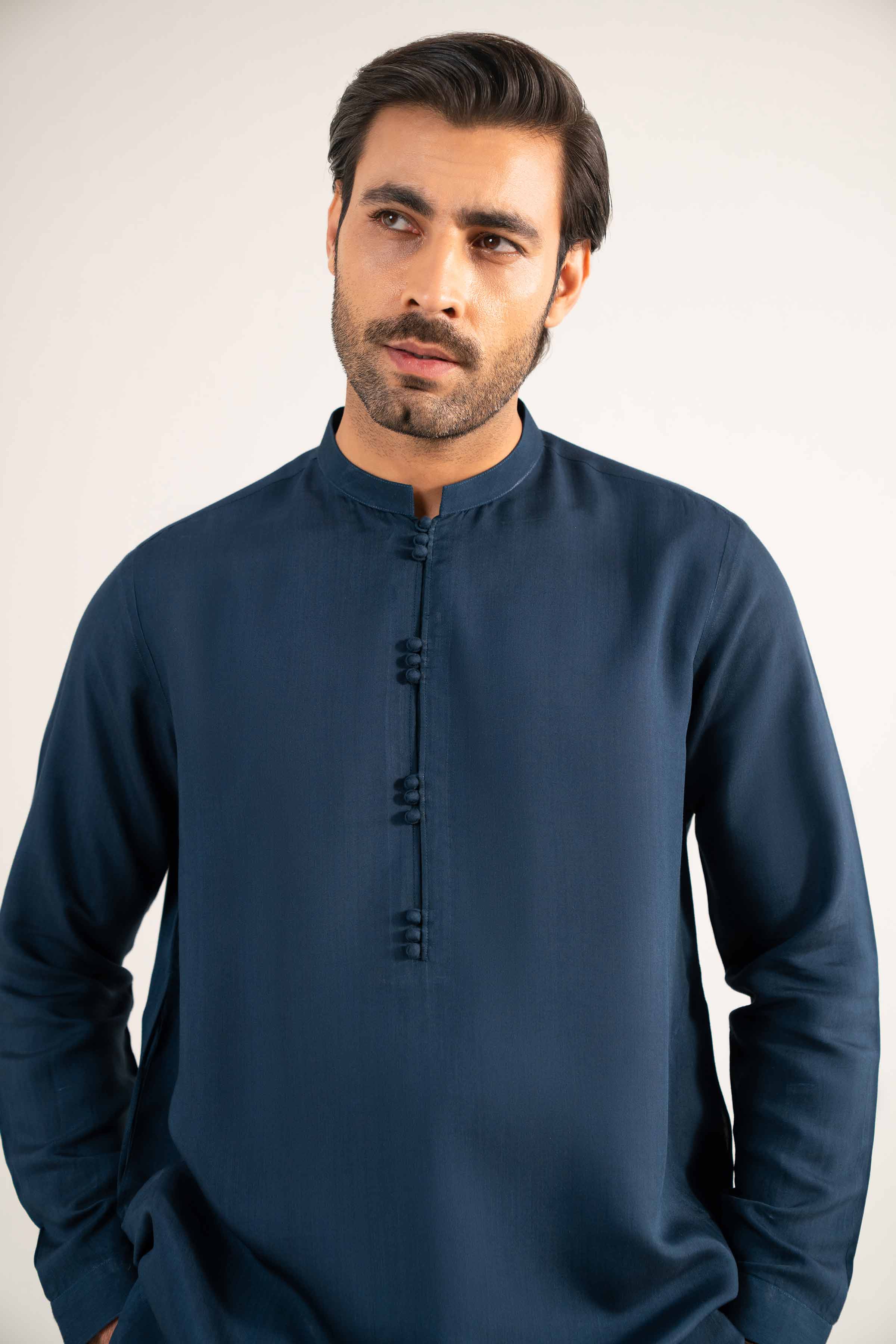 NishatUAE - Blue Solid Viscose 2-piece Ready To Wear Dress