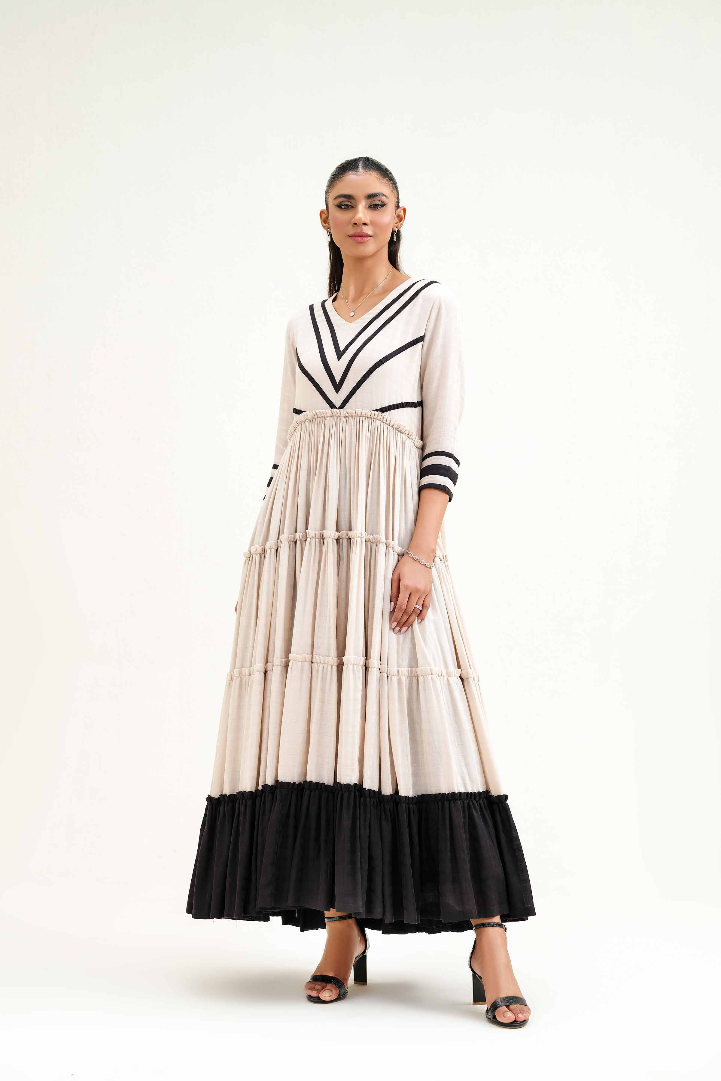 NishatUAE - Ivory Solid Ready To Wear Dress