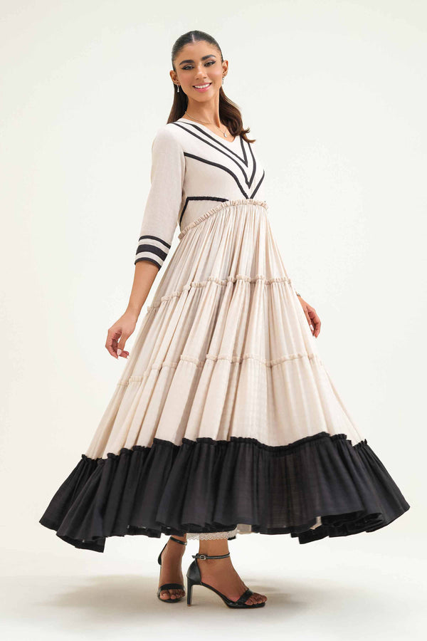 NishatUAE - Ivory Solid Ready To Wear Dress