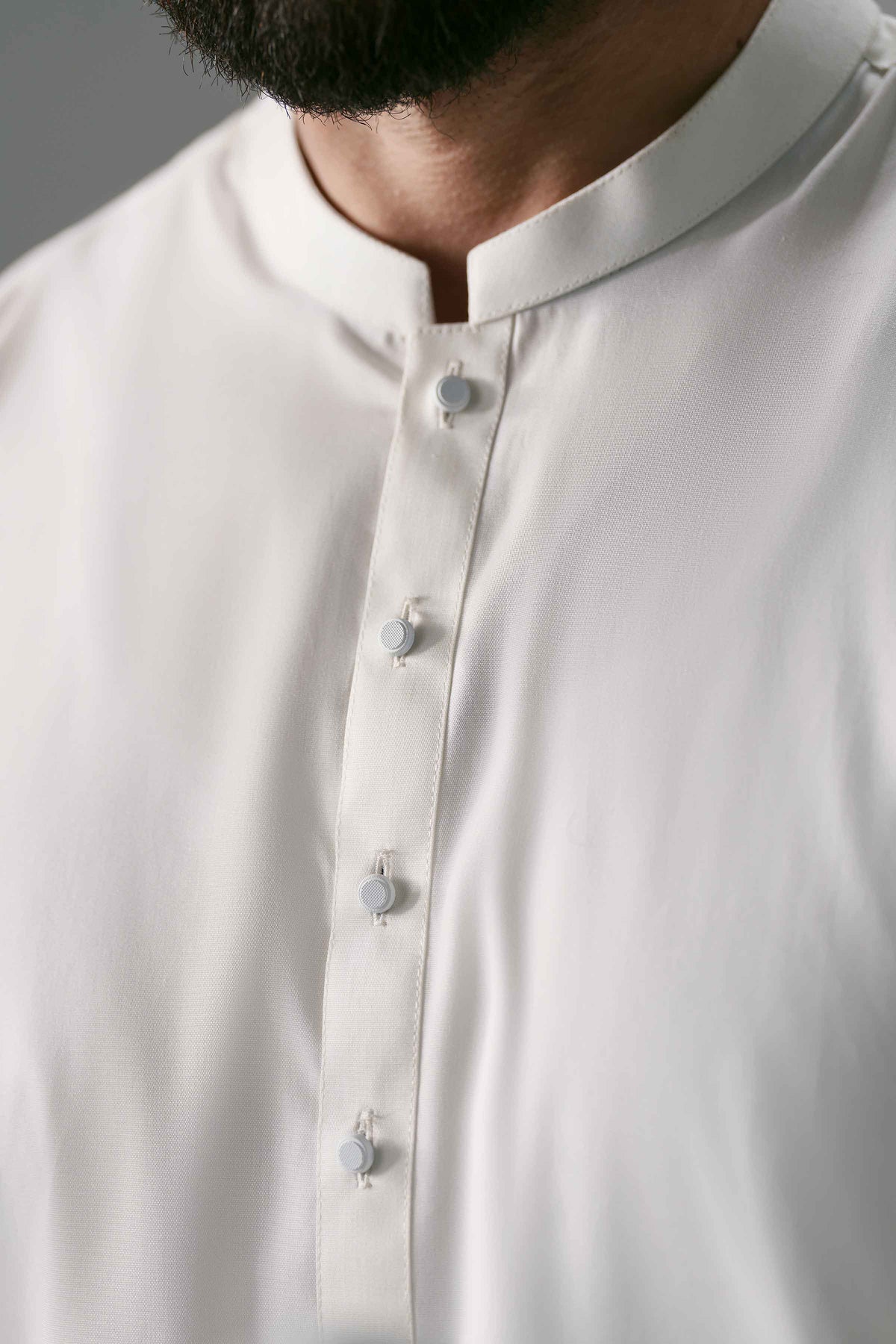 White 2-Piece Solid Suit in Cotton ready-to-wear