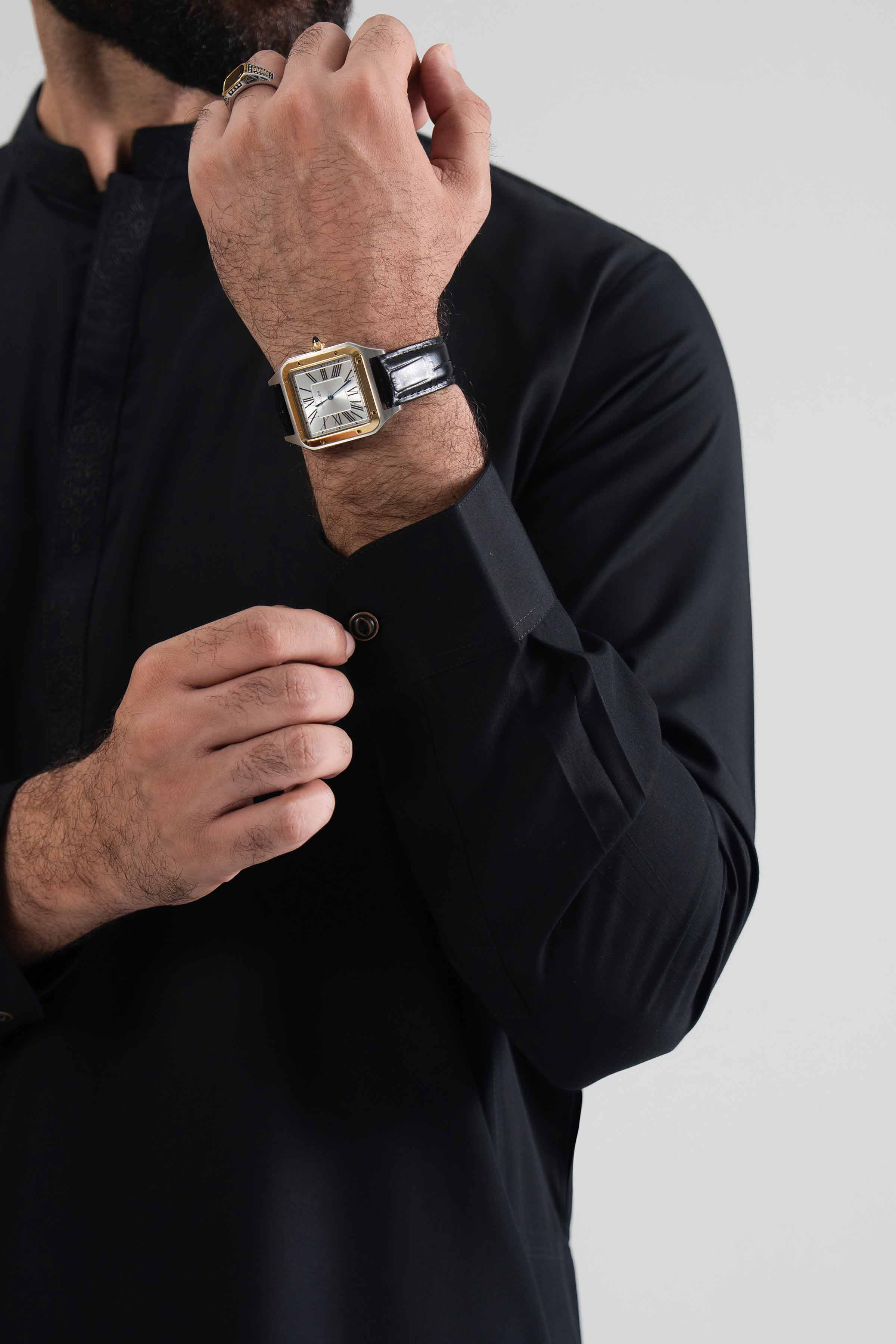 2 Piece - Embroidered Suit - NQ26-002 Black Blended 2PC Embroidered