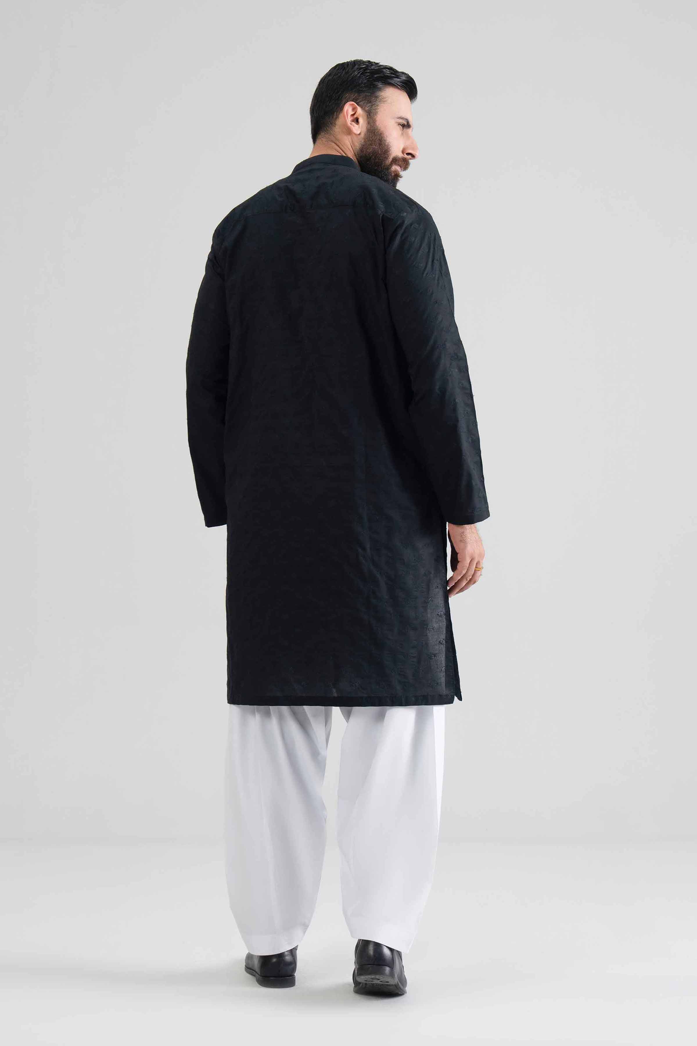 Embroidered Kurta- NQ26-007 Ready To Wear Black Cotton 2PC Embroidered