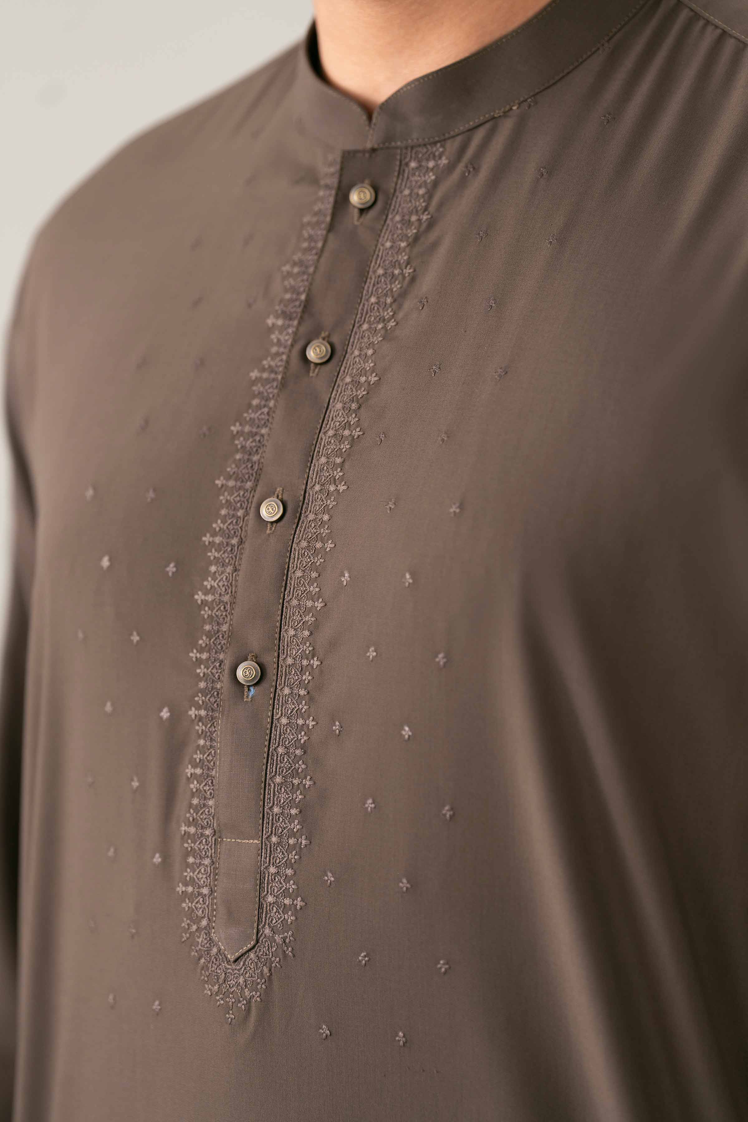 2 Piece - Embroidered Suit - NQ26-014 Brown PV 2 Pieces Embroidered
