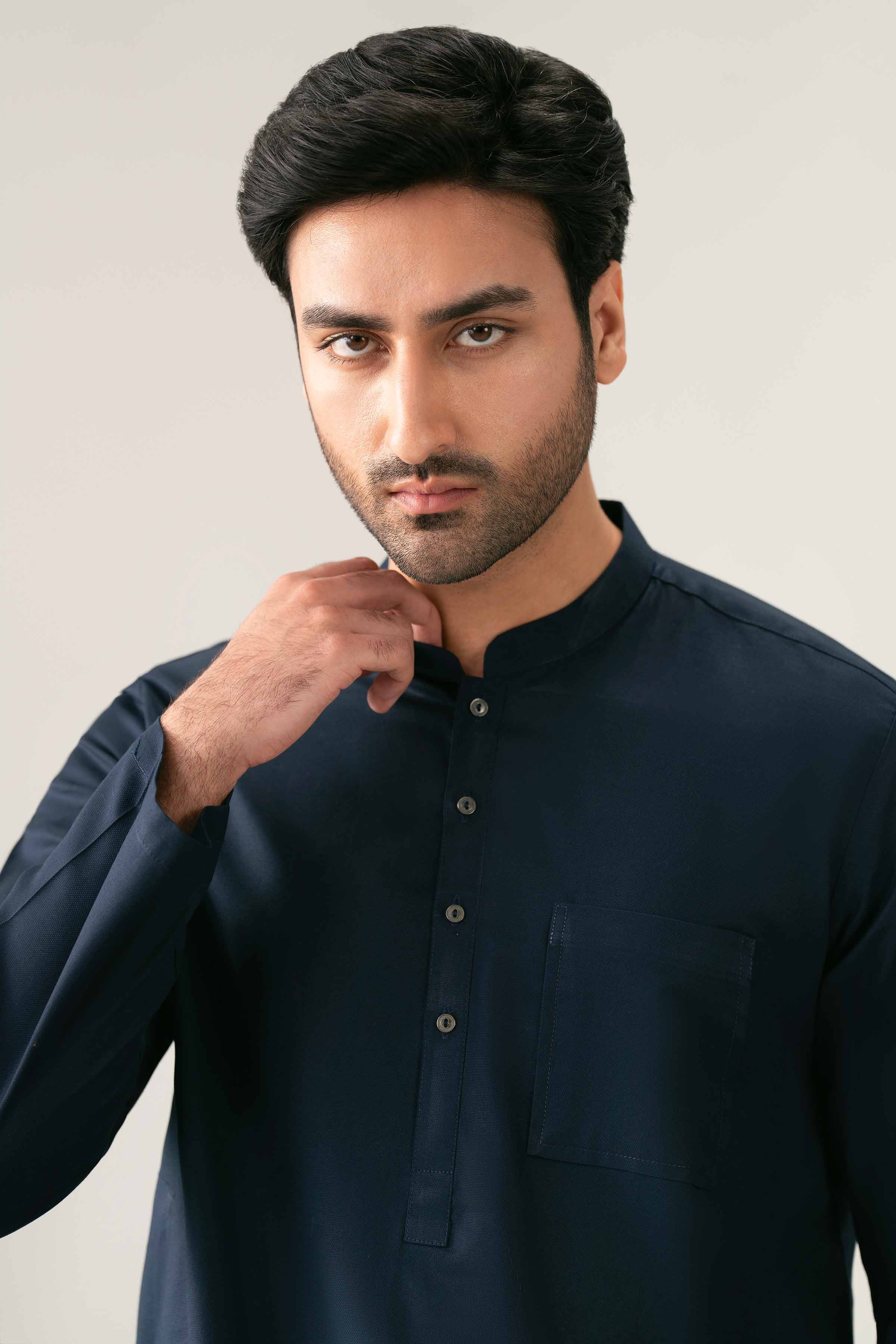 Solid Kurta - NQ26-023 Blue Cotton 1 Piece Solids 