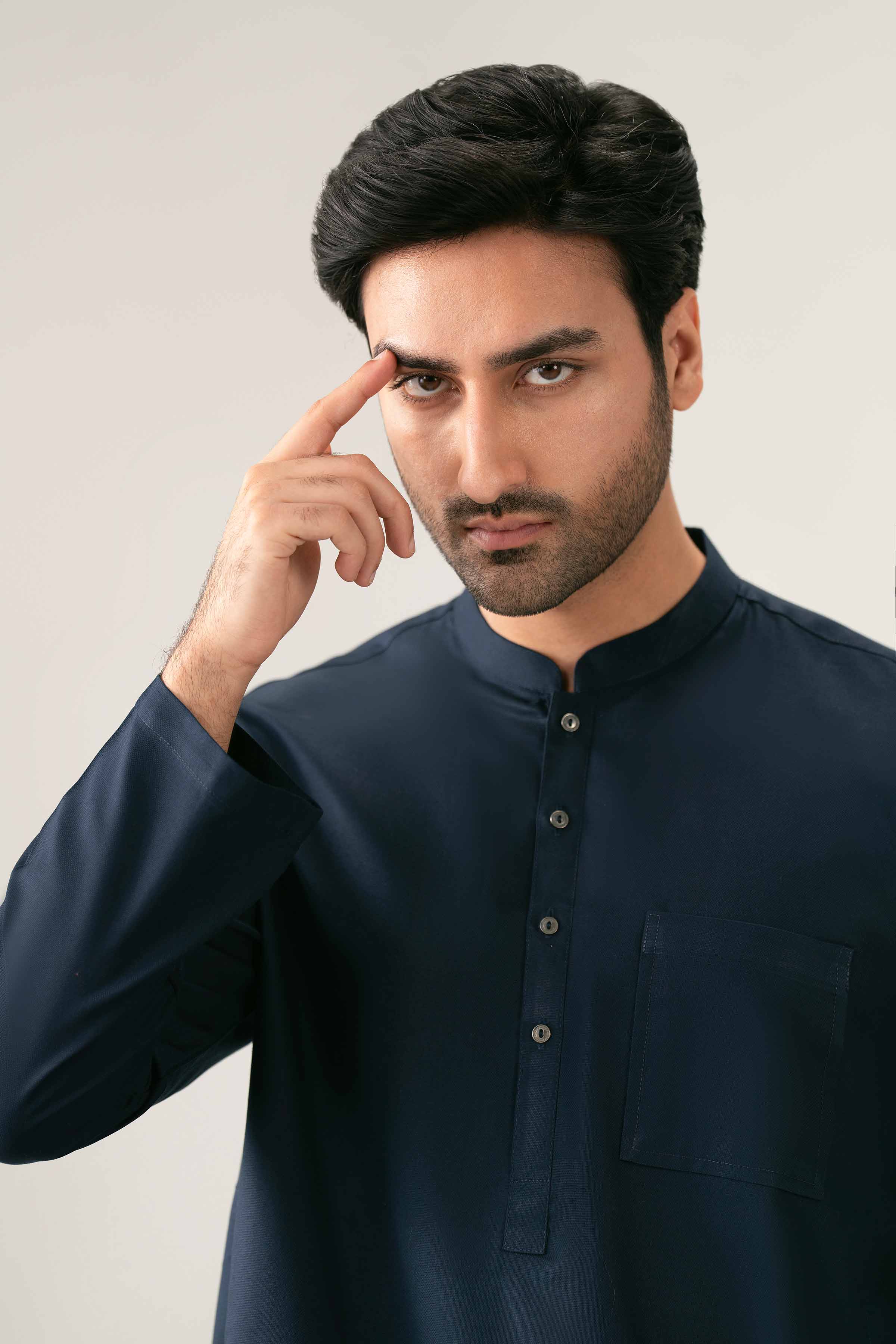 Solid Kurta - NQ26-023 Blue Cotton 1 Piece Solids 