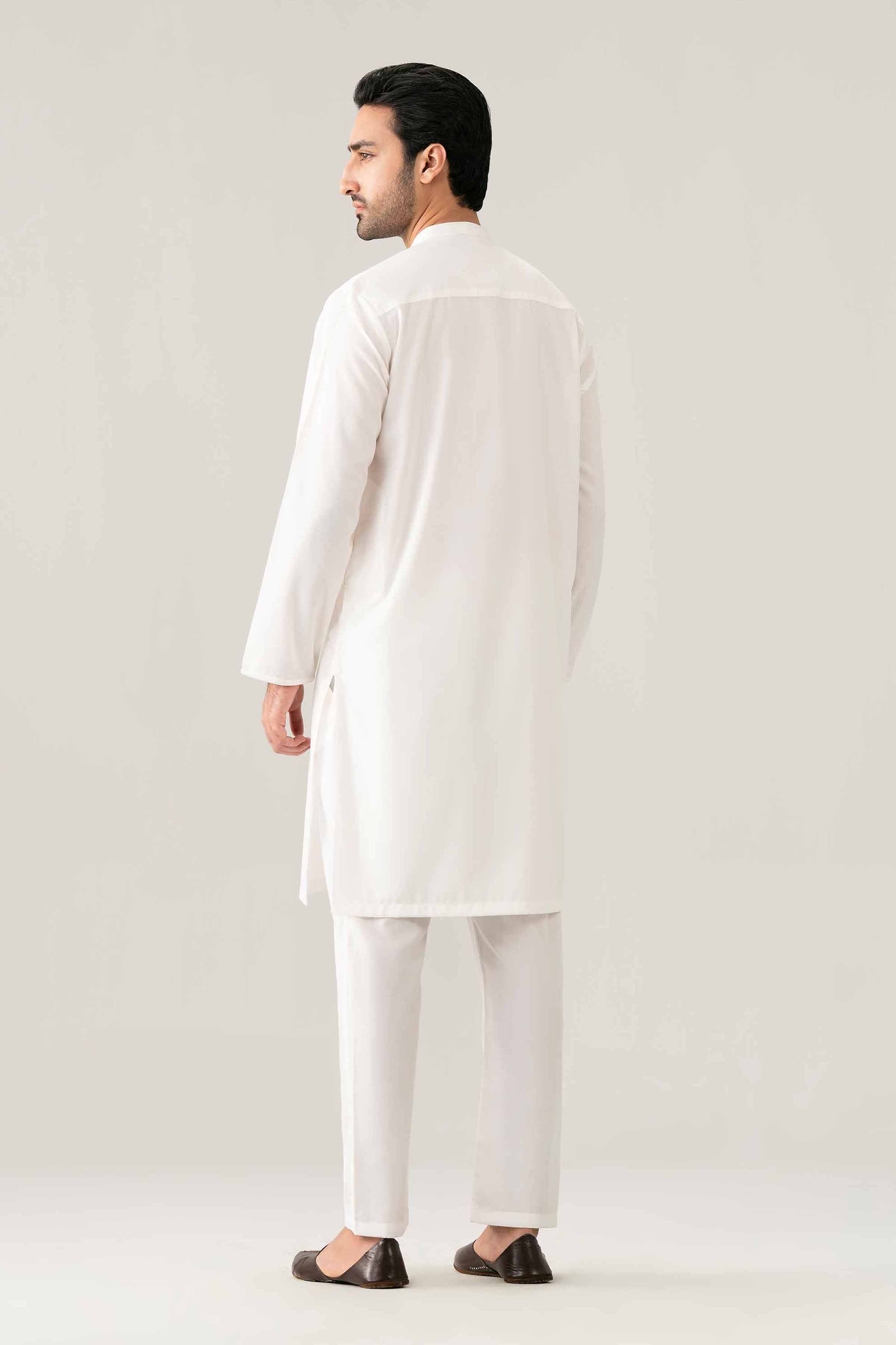 Embroidered Kurta - NQ26-024 White PV 1 Piece Embroidered