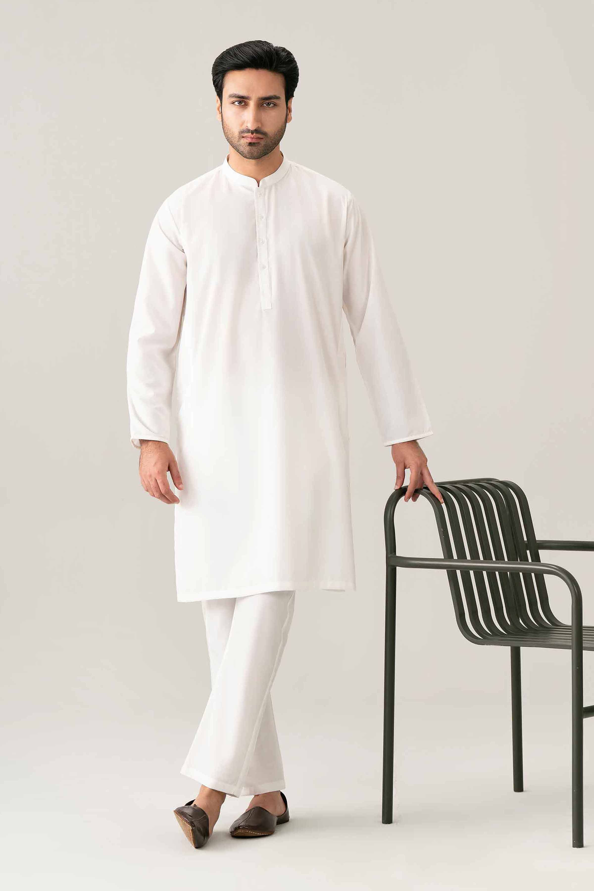 Embroidered Kurta - NQ26-024 White PV 1 Piece Embroidered