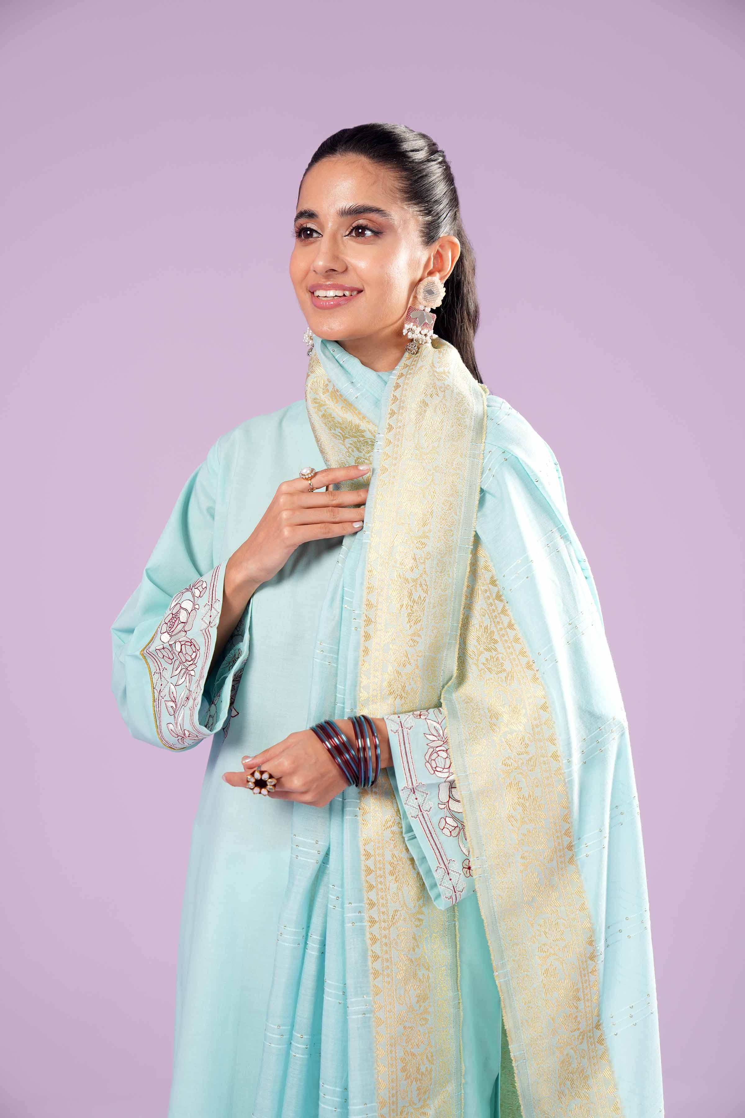 2 Piece - Printed Embroidered Suit - PE24-136