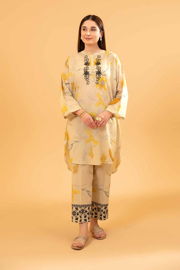 2 Piece - Printed Embroidered Suit - PE24-249