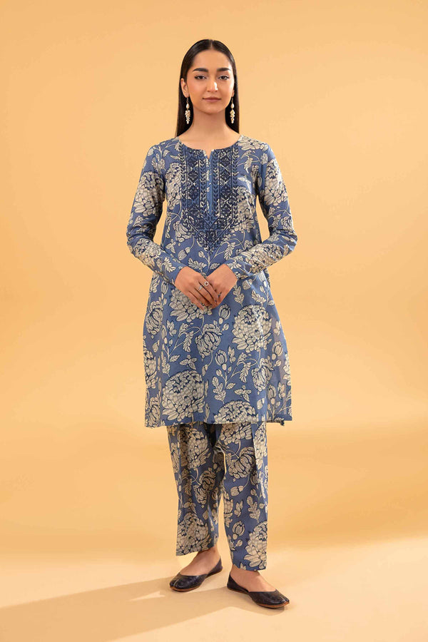 2 Piece - Printed Embroidered Suit - PE24-255