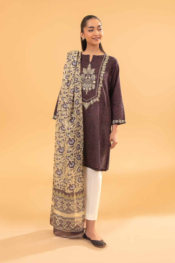2 Piece - Printed Embroidered Suit - PE24-259