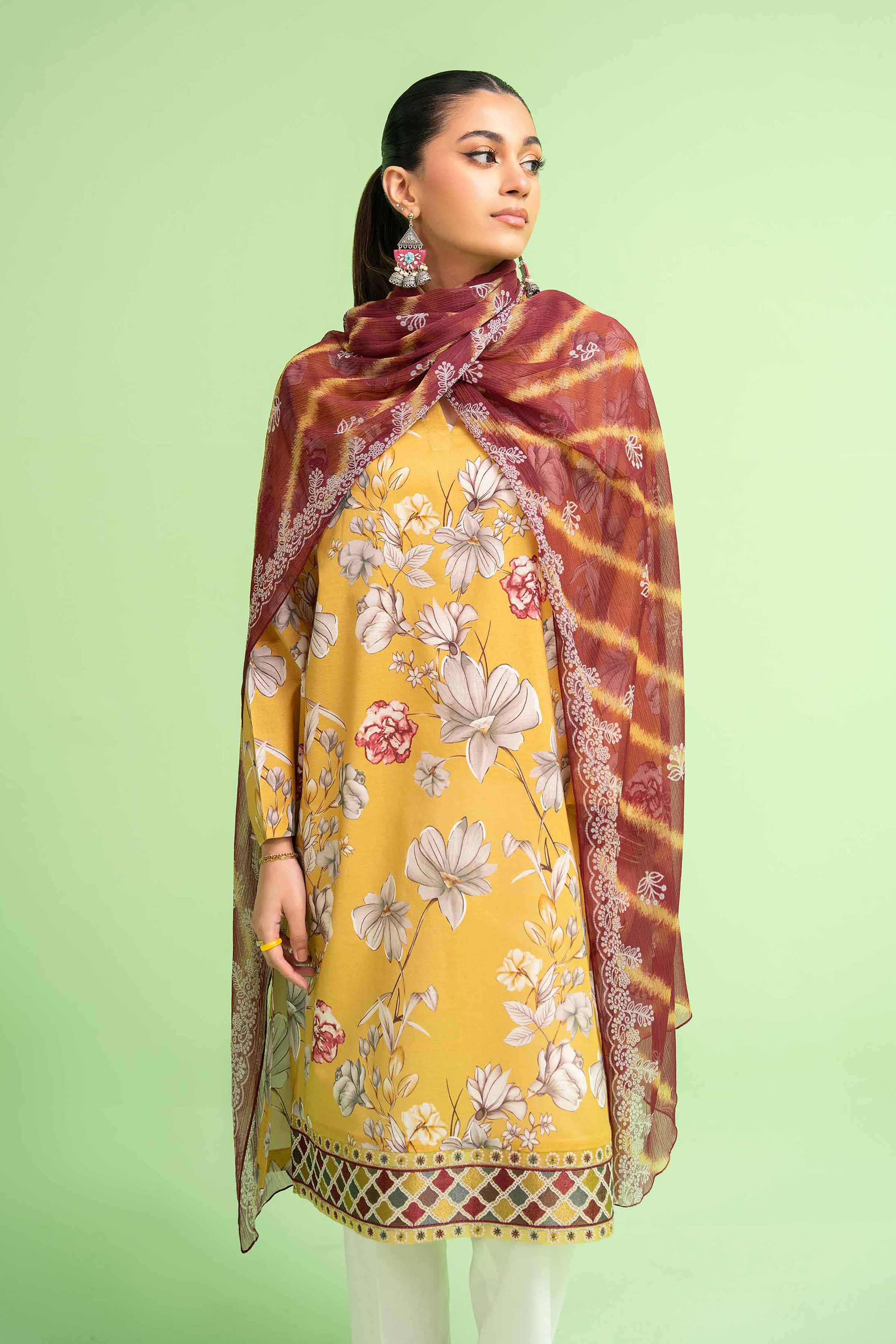 2 Piece - Printed Embroidered Suit - PE24-375