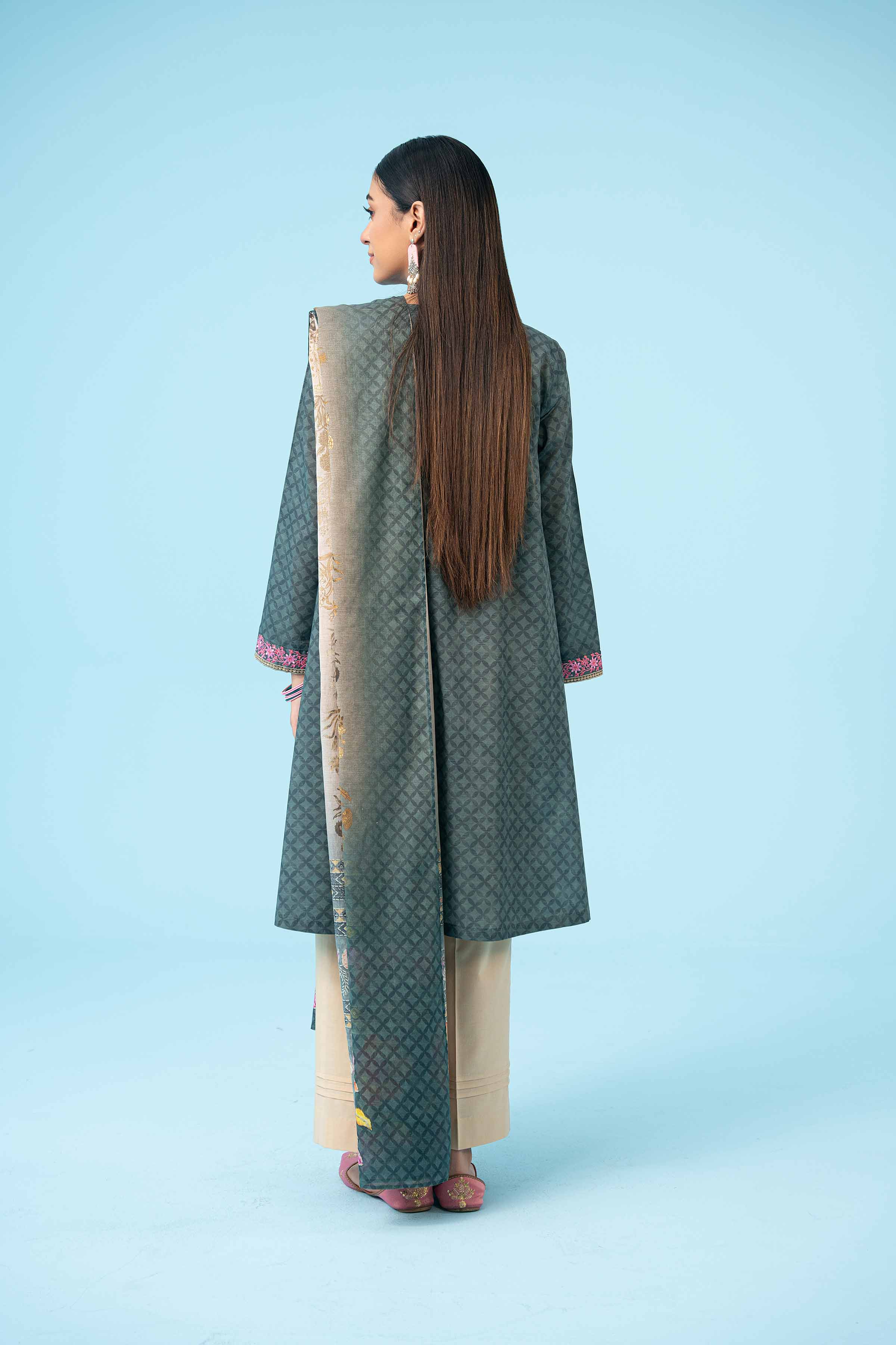 2 Piece - Printed Embroidered Suit - PE24-376