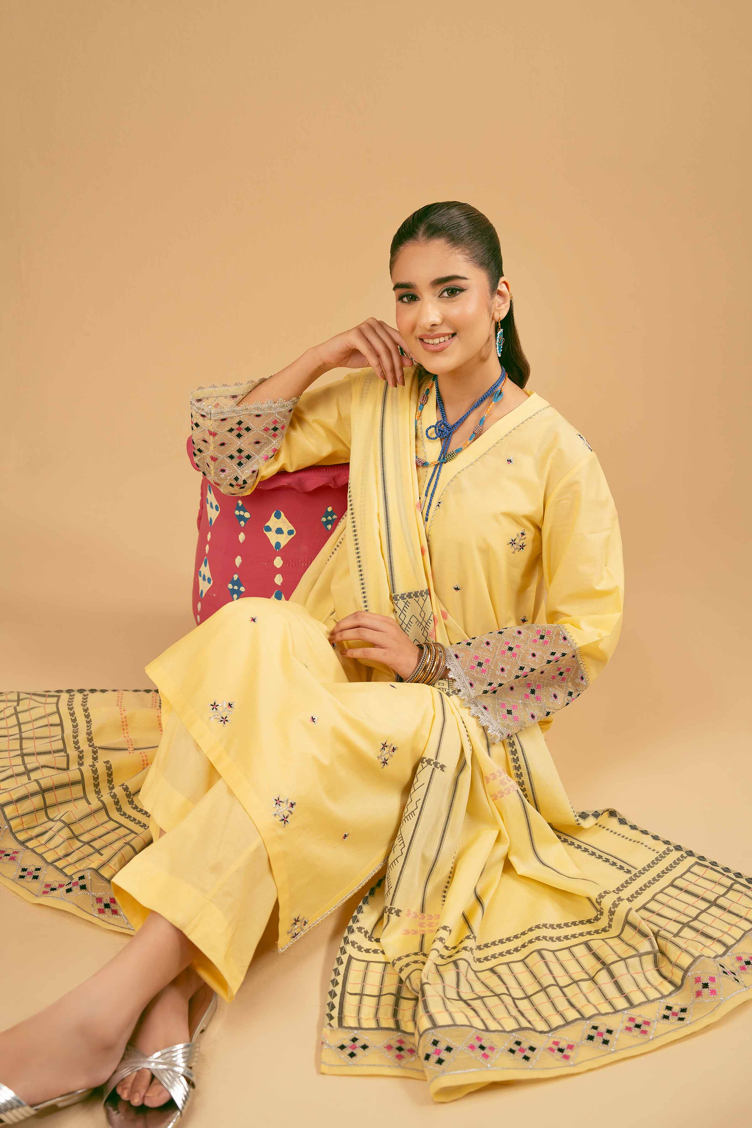3 Piece - Embroidered Suit - PE25-100