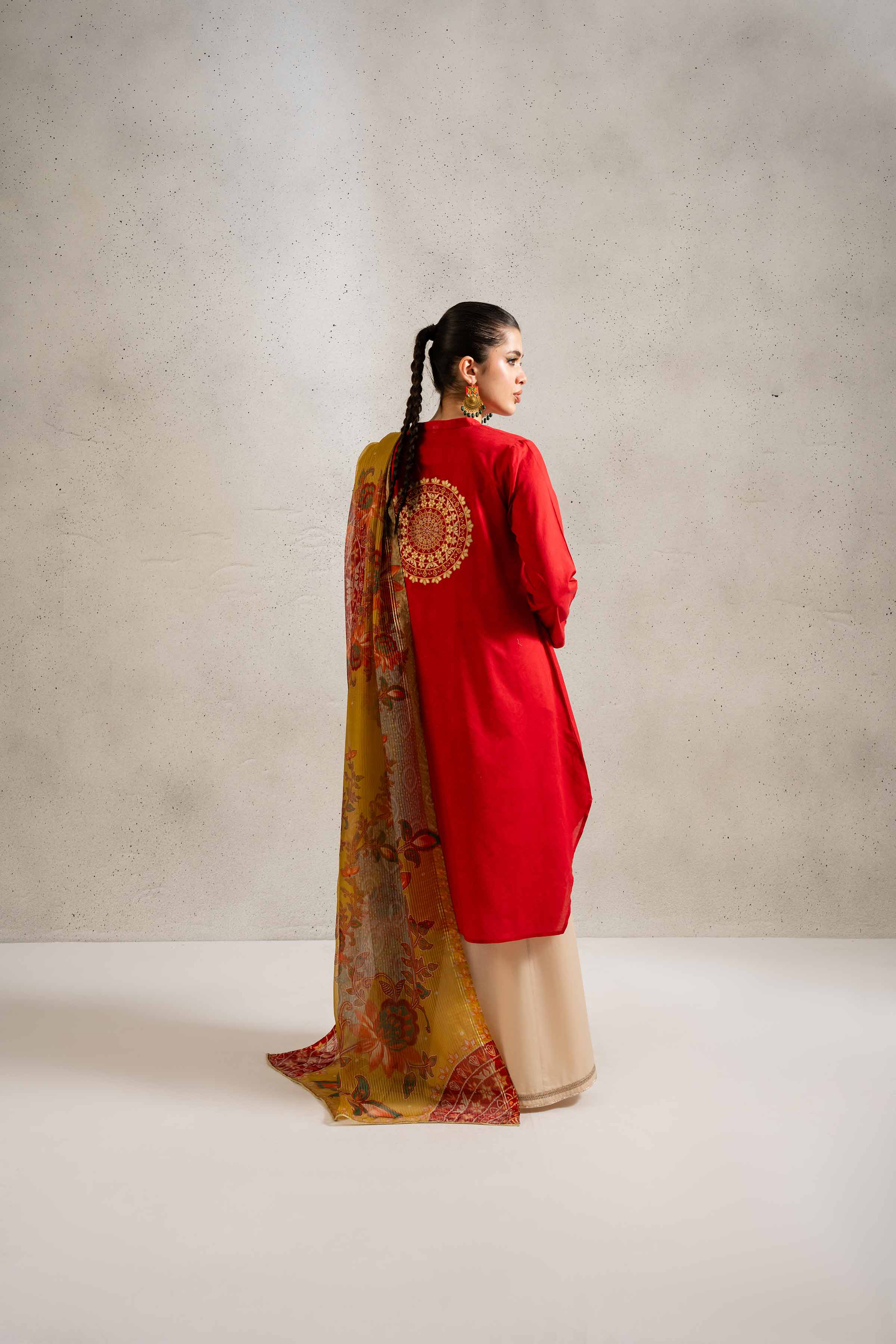 2 Piece - Printed Embroidered Suit - PE25-126