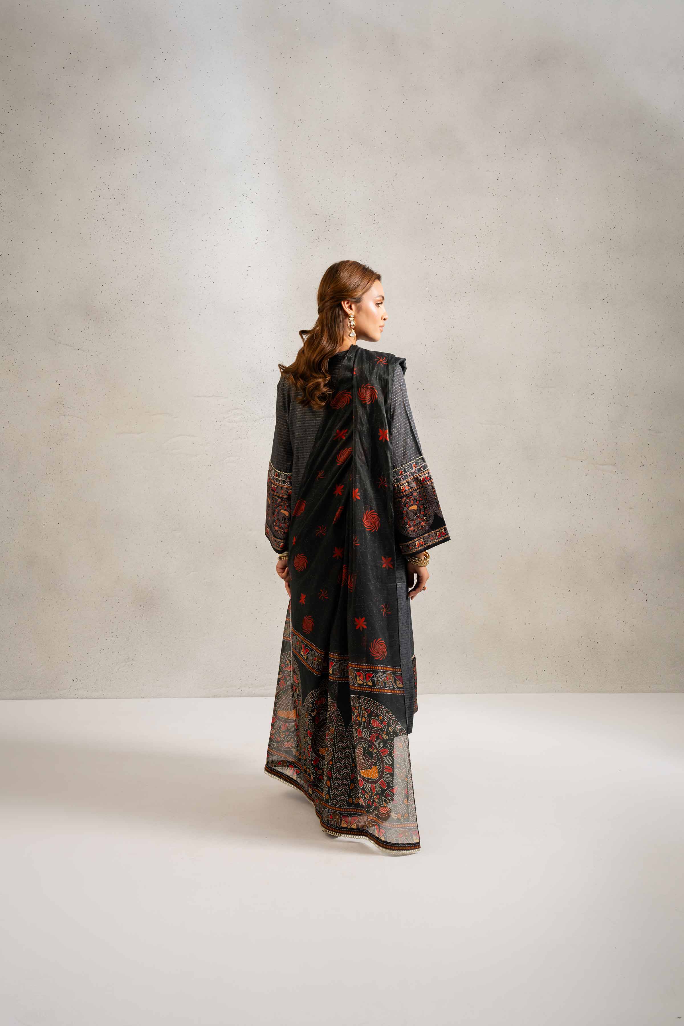 3 Piece - Printed Embroidered Suit - PE25-129