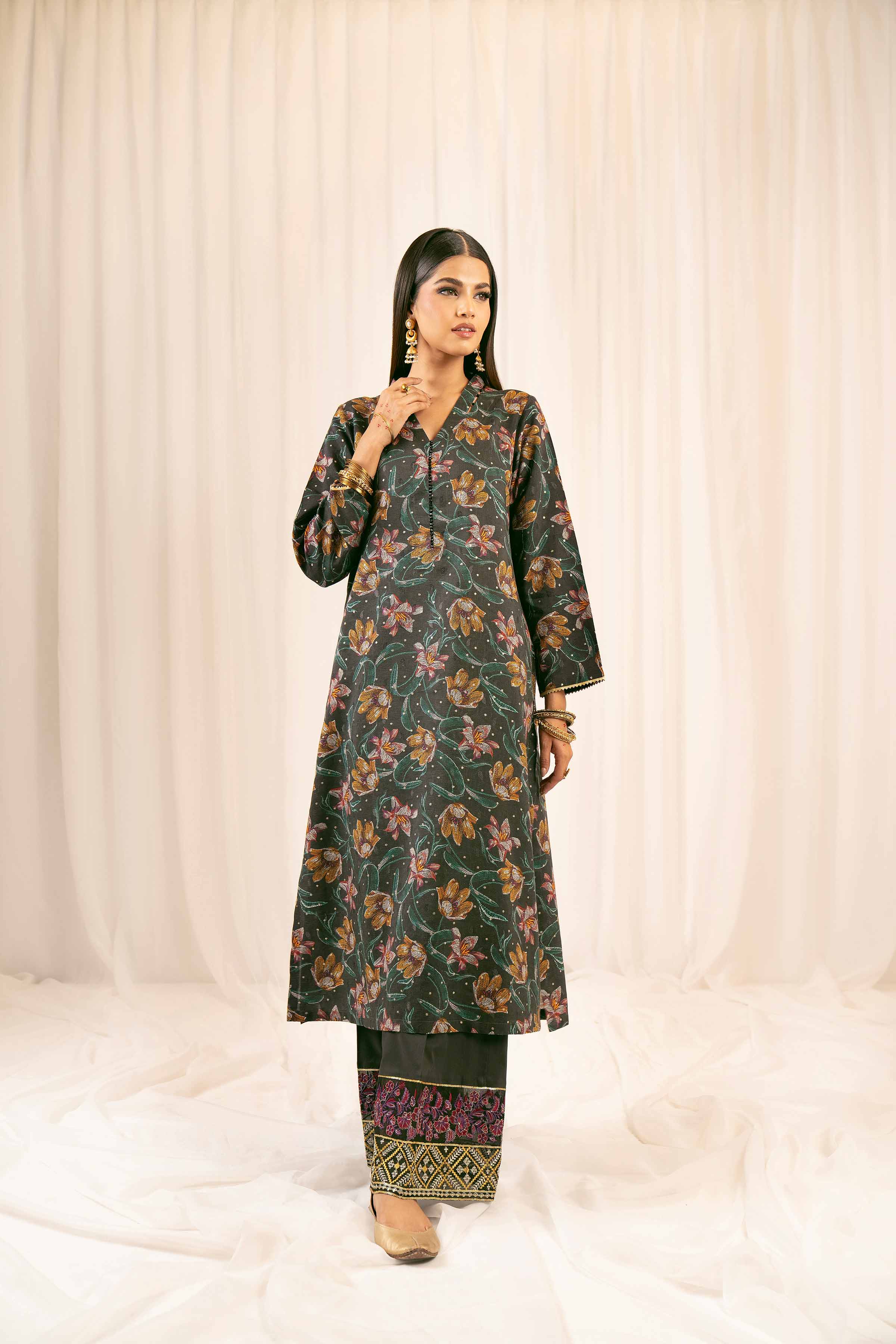 2 Piece - Printed Embroidered Suit - PFE25-15