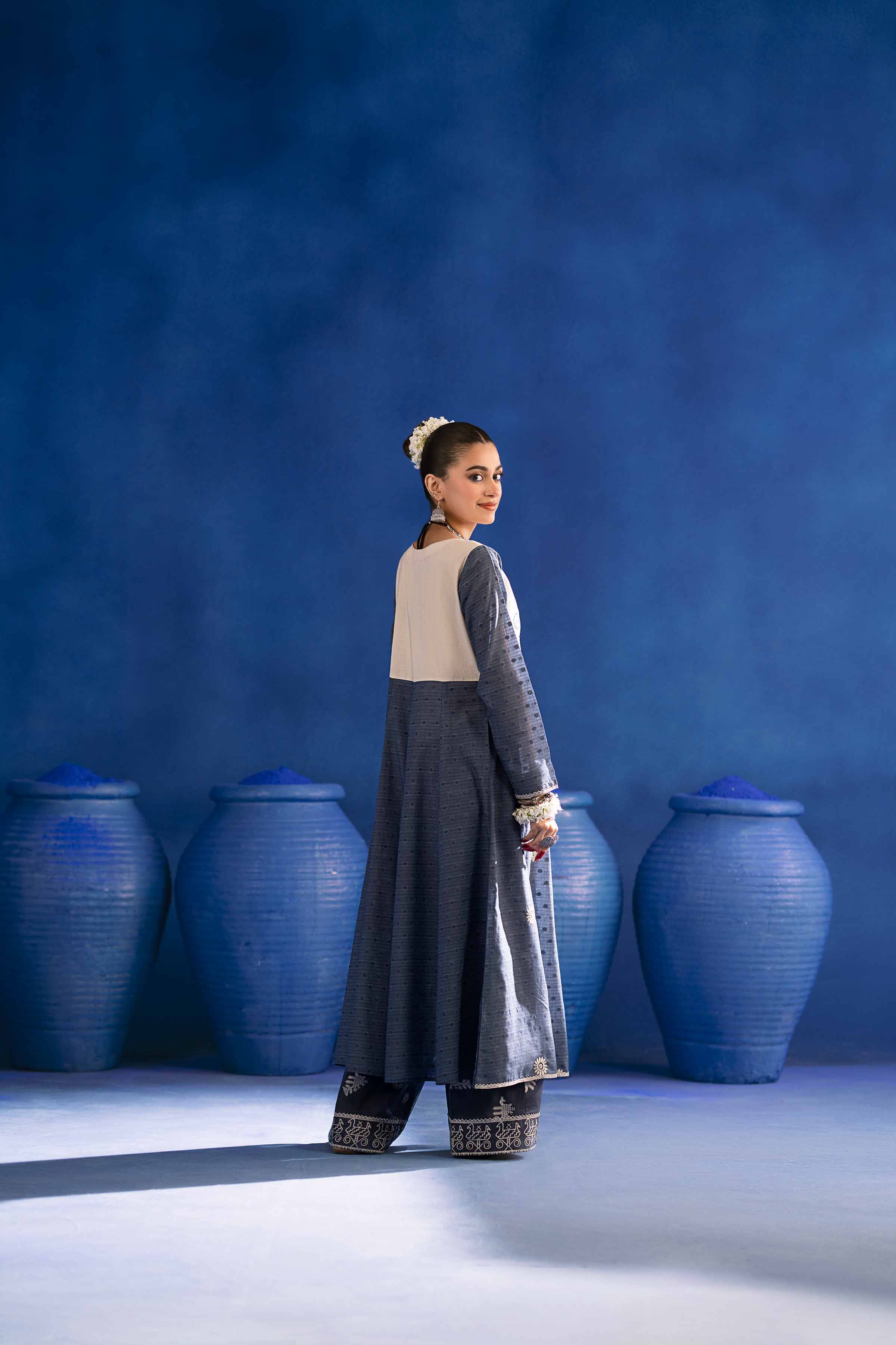 2 Piece - Printed Embroidered Suit - PE25-227