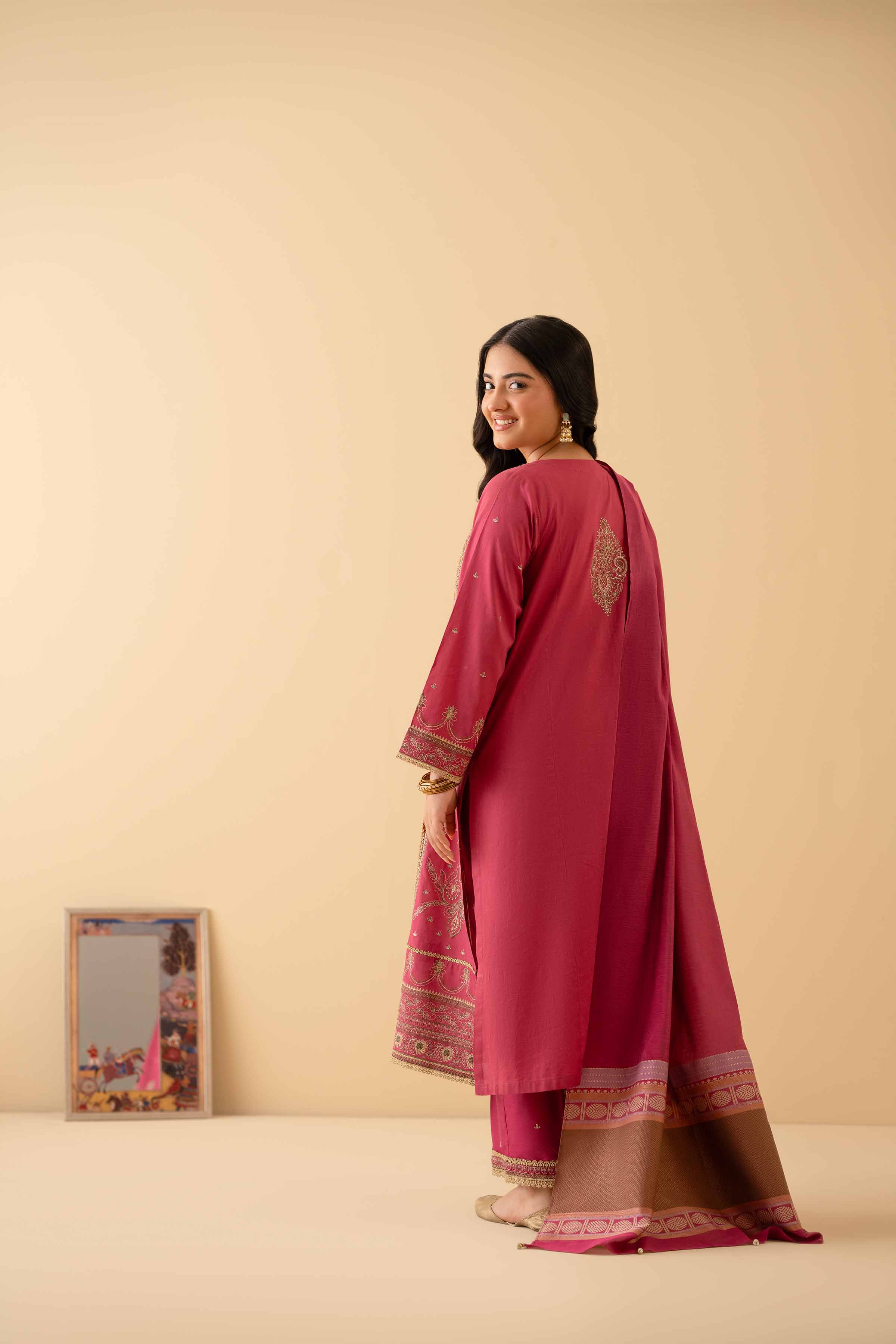 NISHATUAE - Pink Embroidered Cambric 3-piece Ready to wear Suit