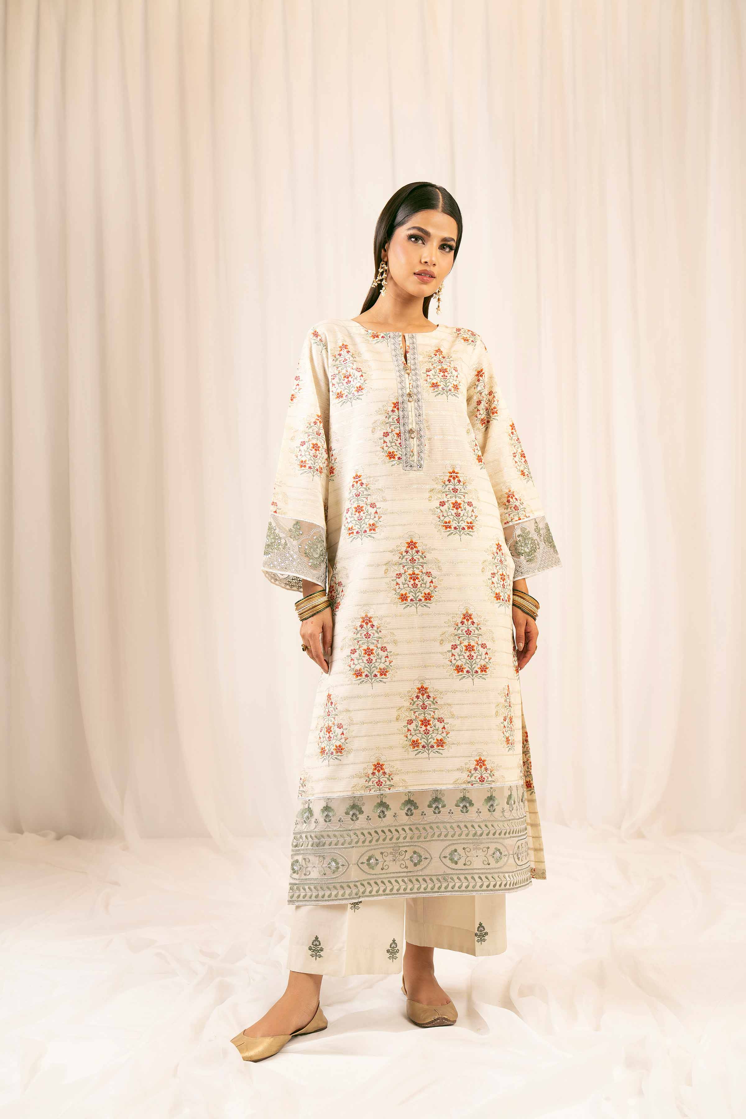 2 Piece - Printed Embroidered Suit - PFE25-24