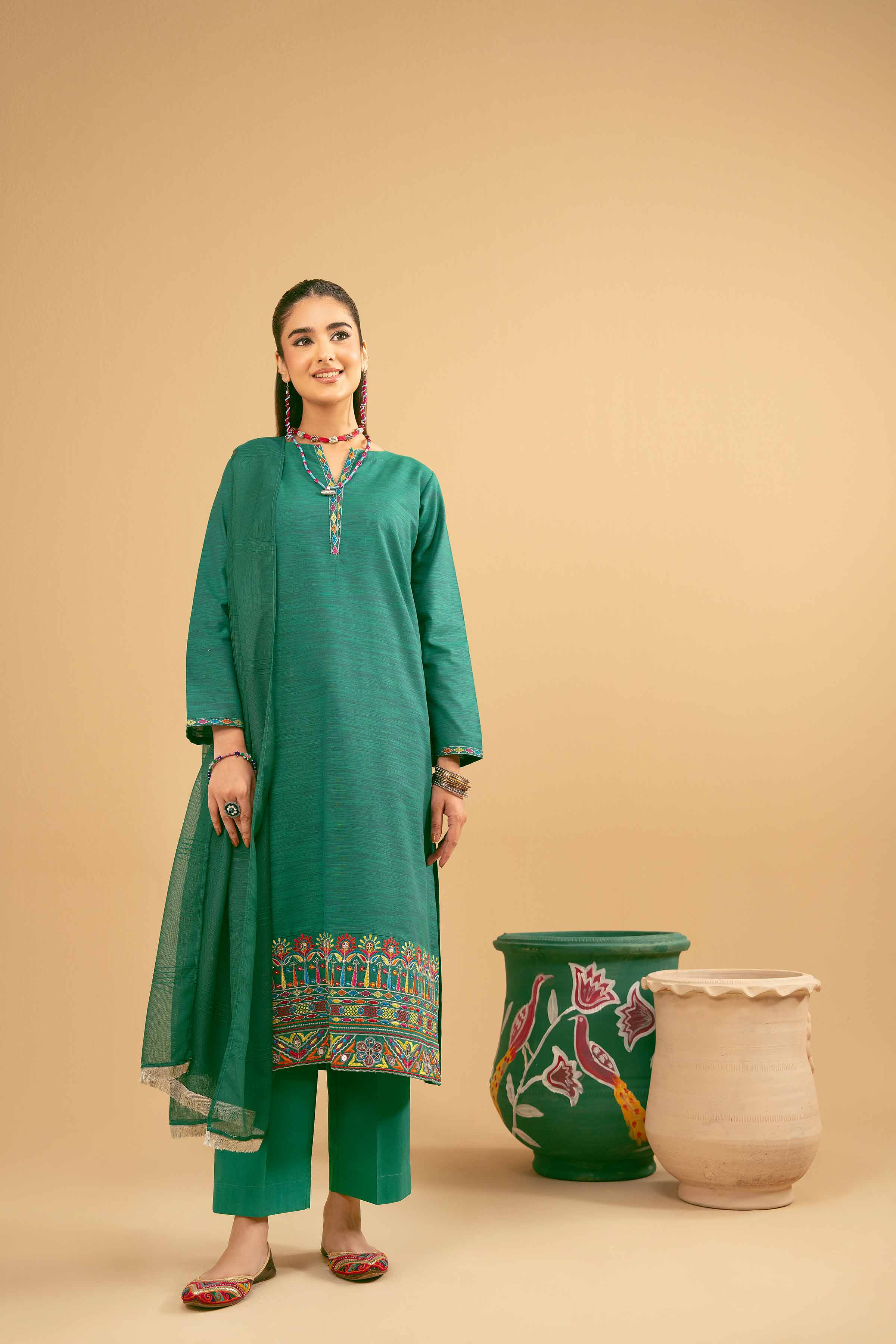 3 Piece - Embroidered Suit - PE25-362