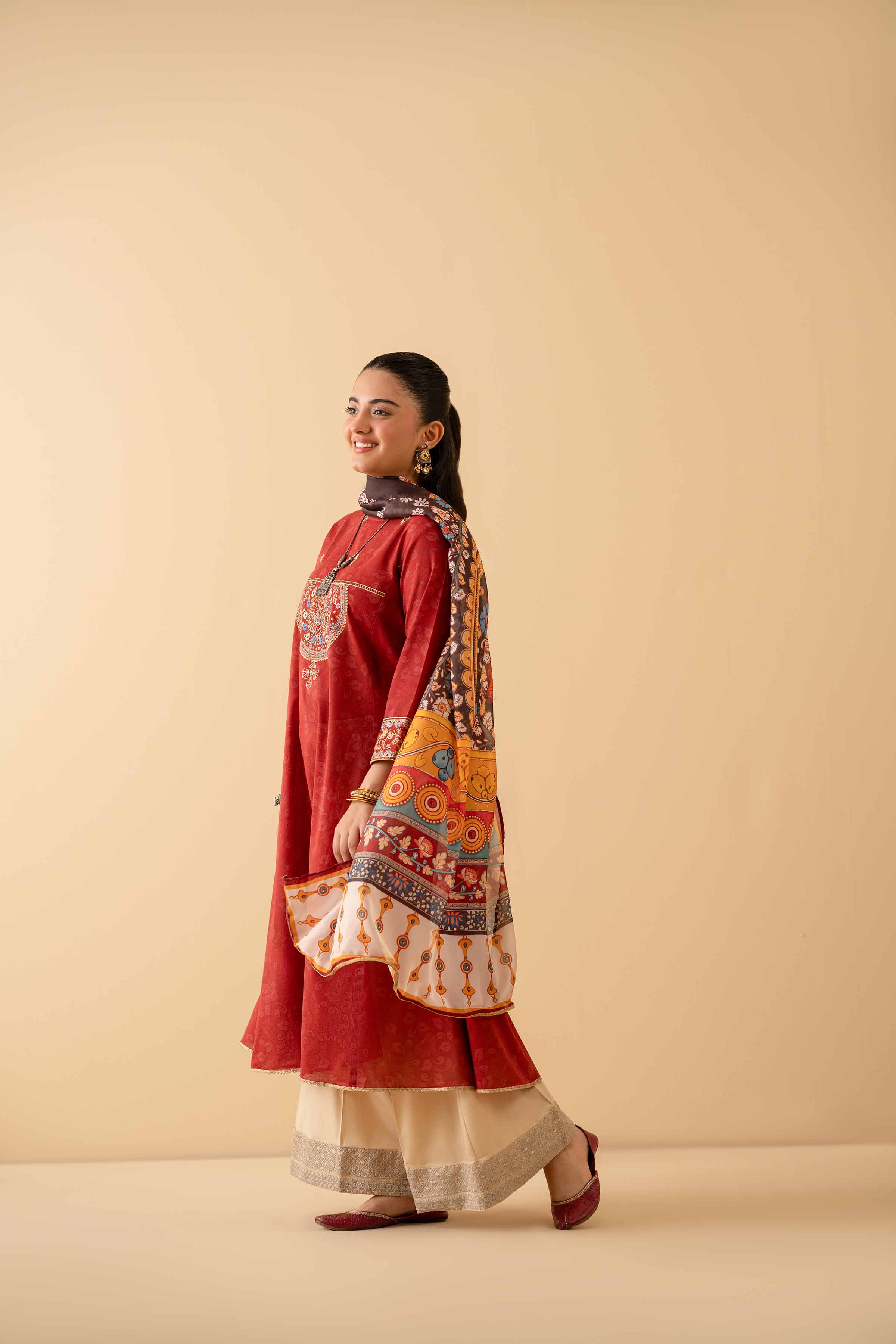 2 Piece - Printed Embroidered Suit - PE25-390