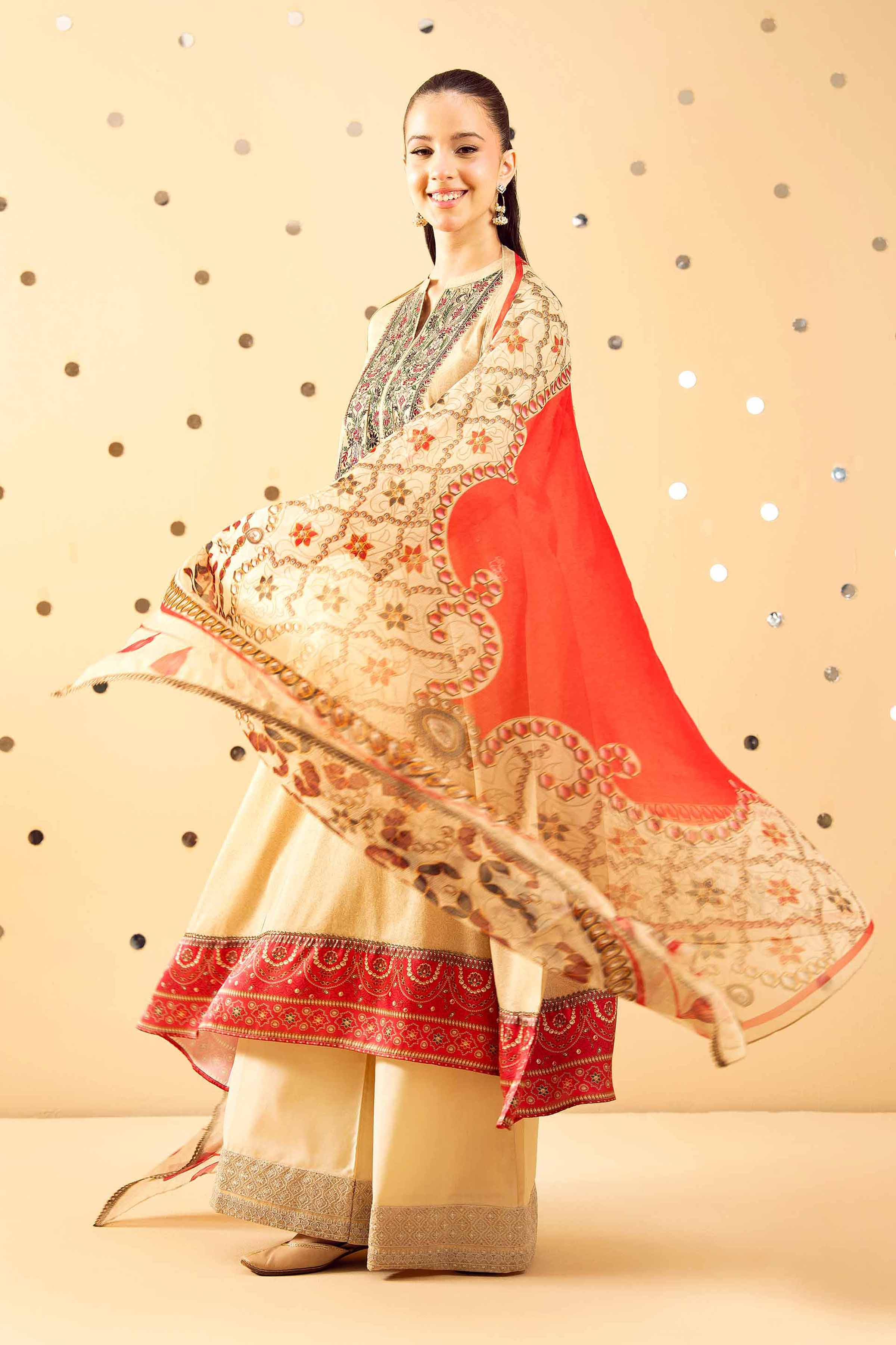 2 Piece - Printed Embroidered Suit - PE25-391