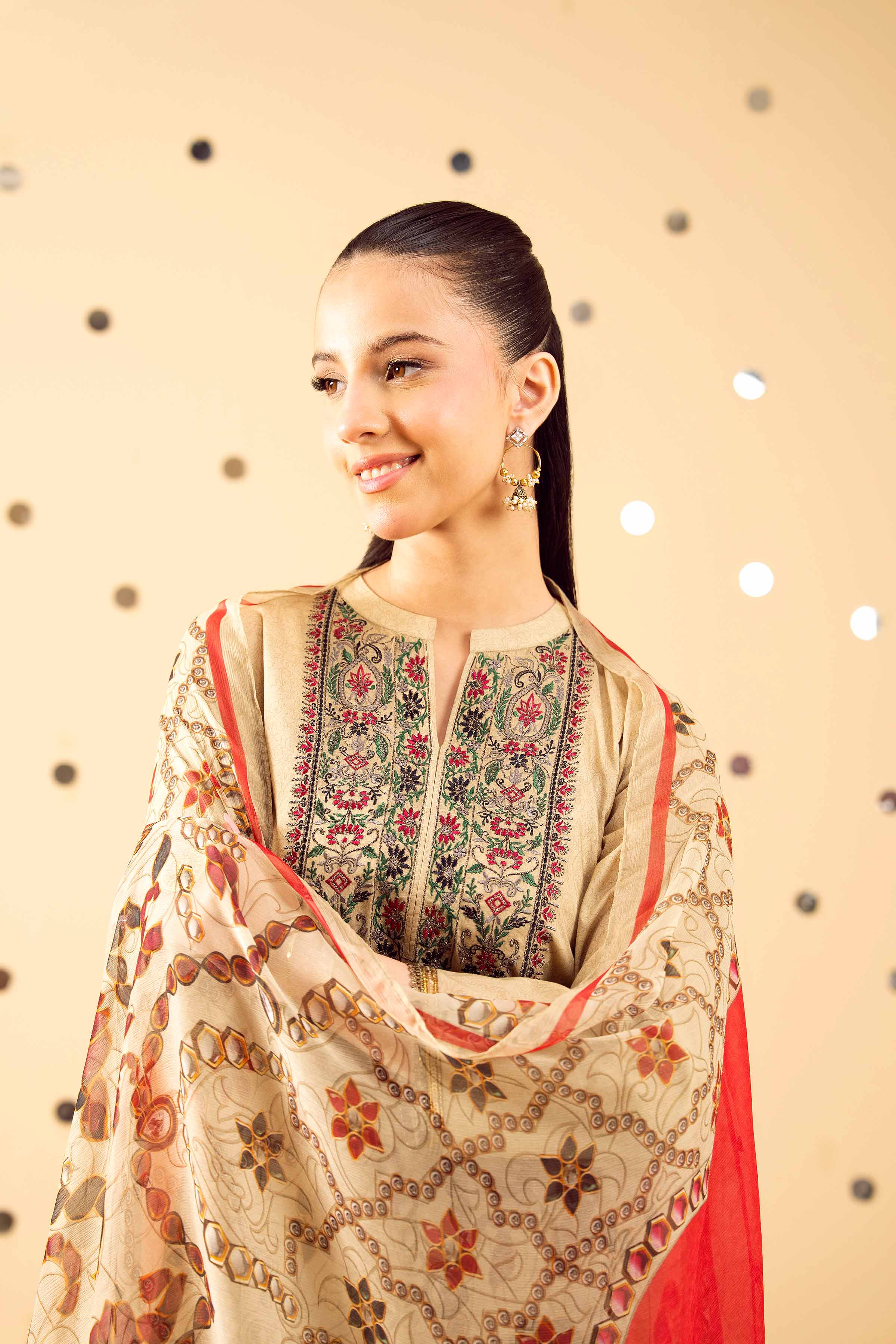 2 Piece - Printed Embroidered Suit - PE25-391