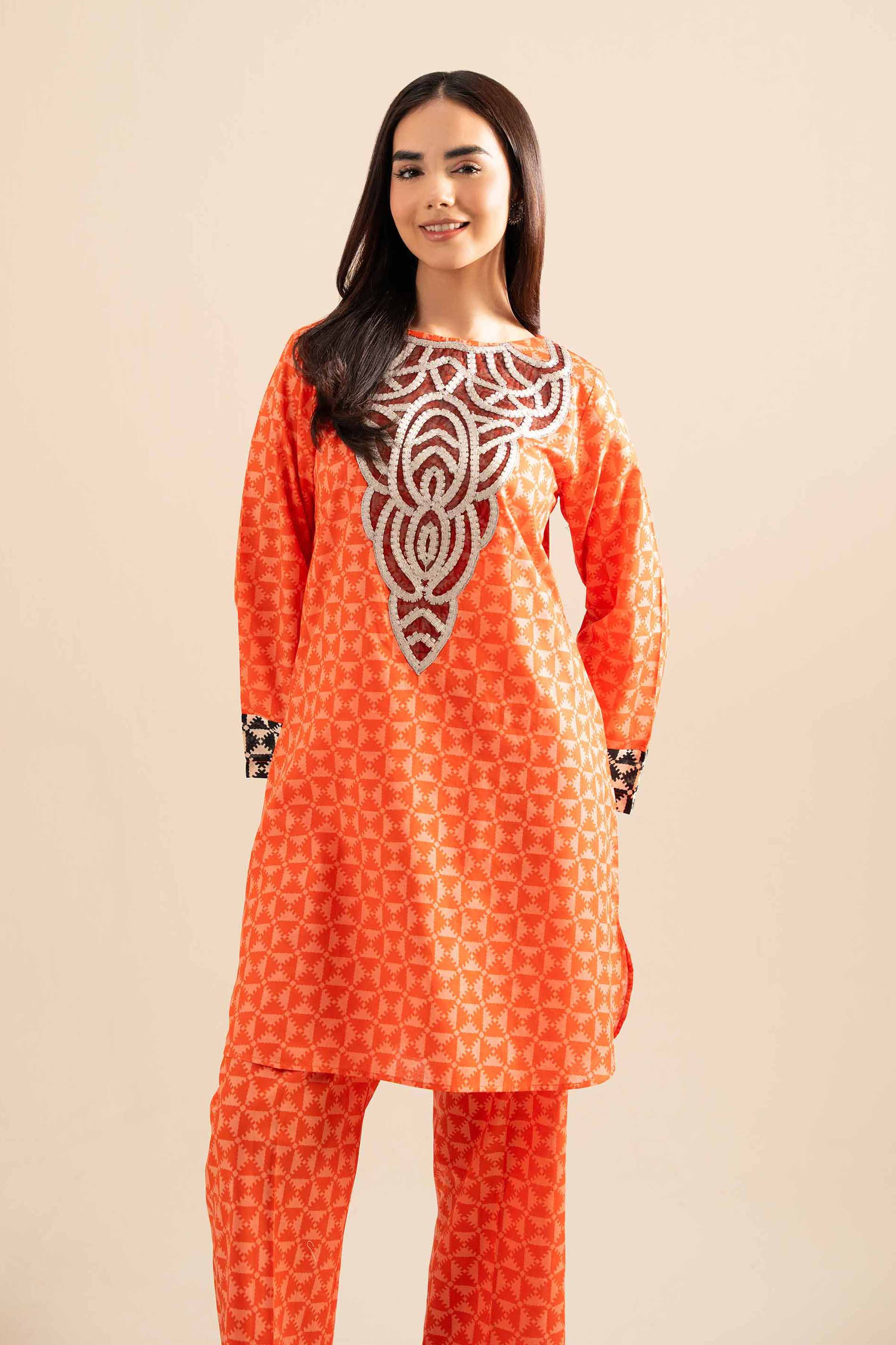 2 Piece - Printed Embroidered Suit - PE25-394