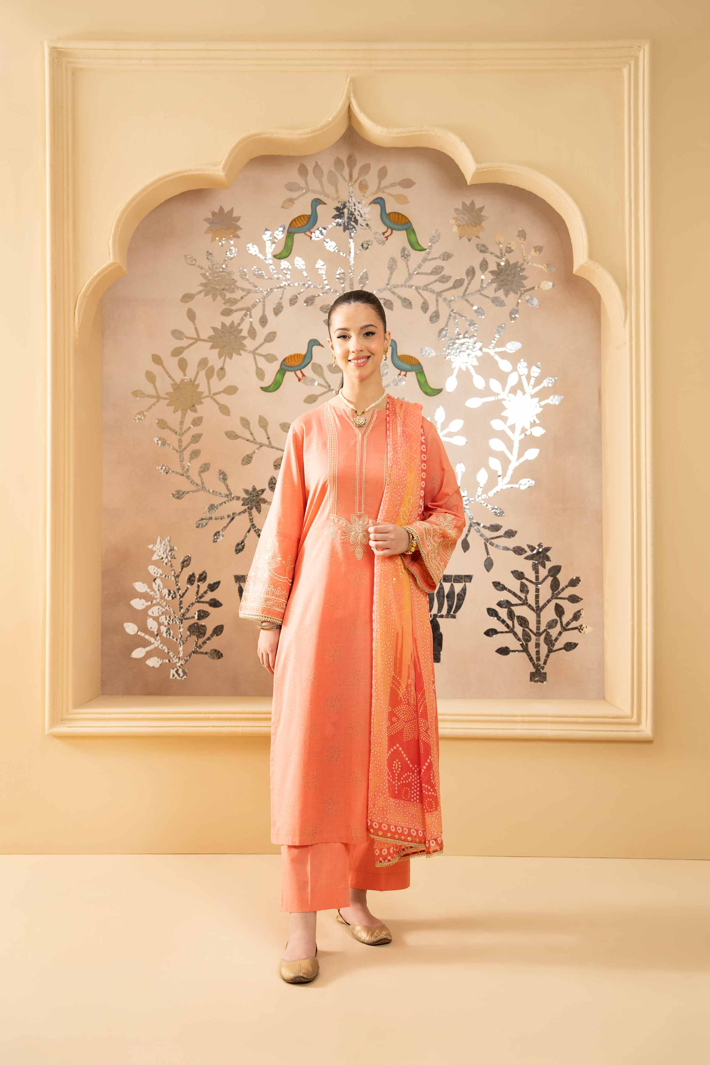 3 Piece - Printed Embroidered Suit - PE25-418