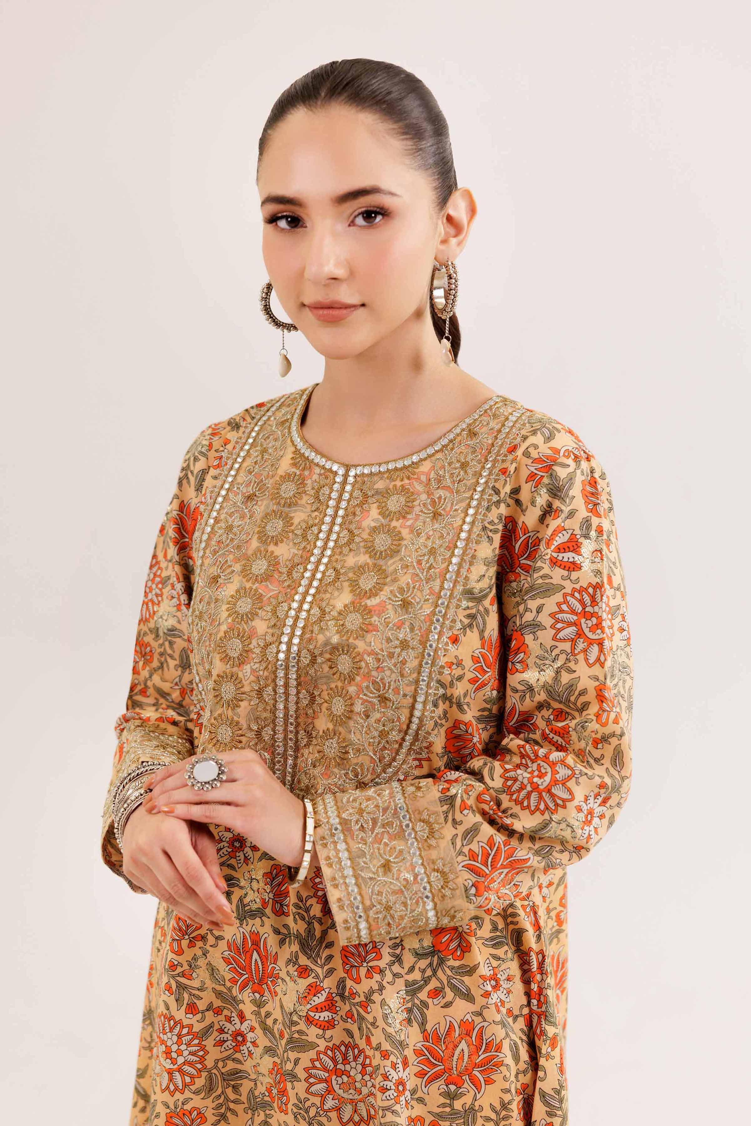 2 Piece - Printed Embroidered Suit - PE25-427