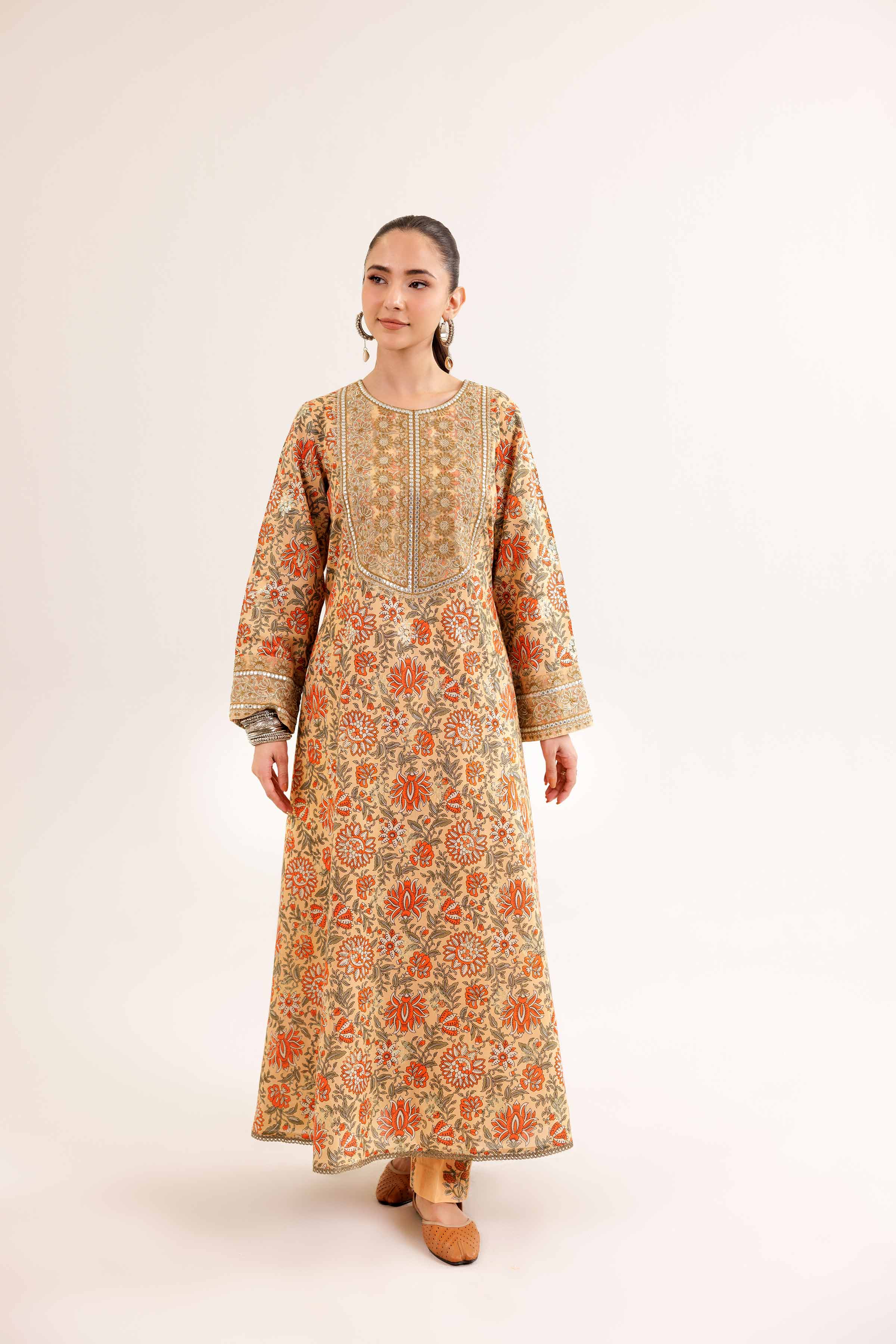 2 Piece - Printed Embroidered Suit - PE25-427