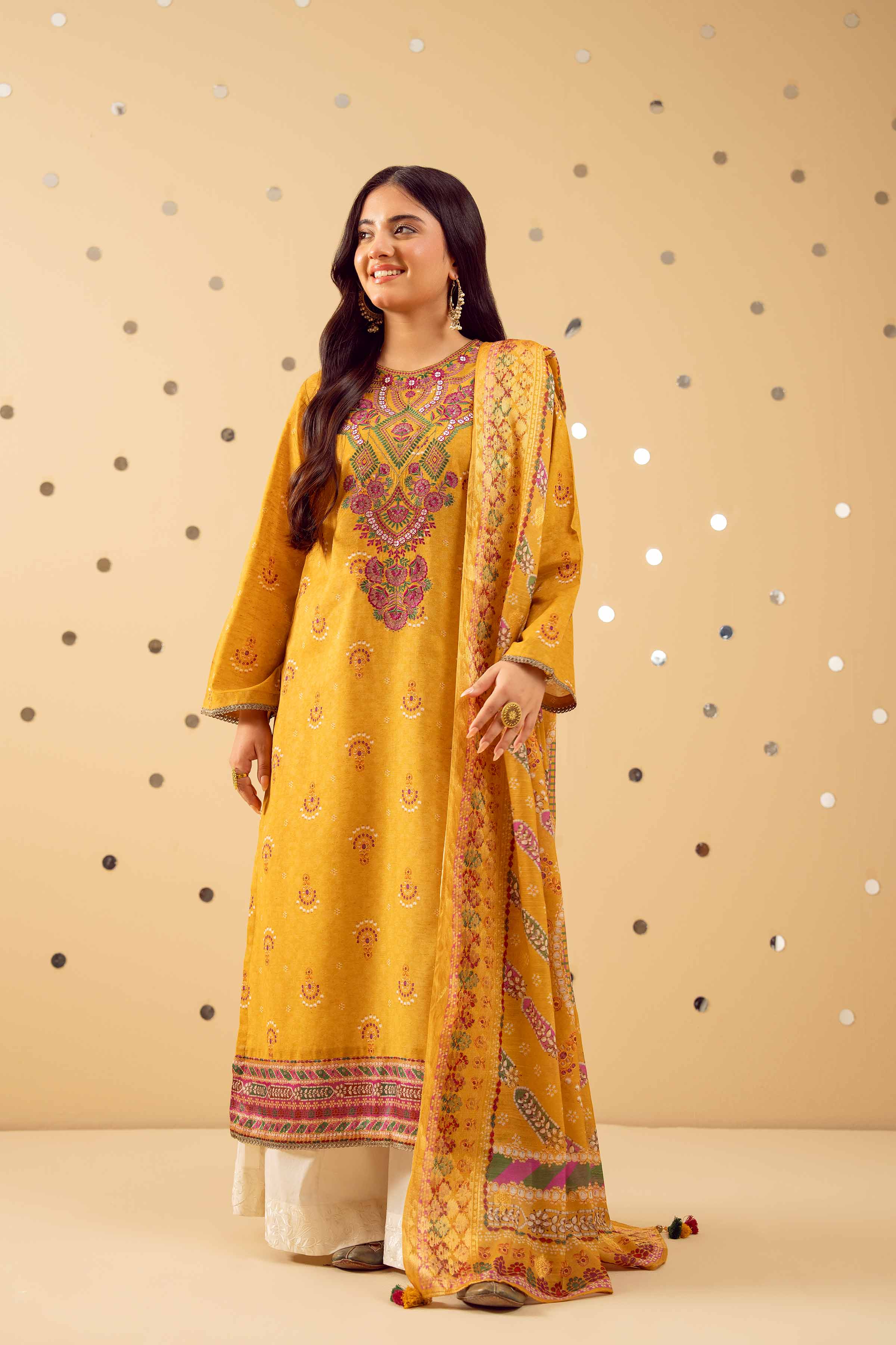 2 Piece - Printed Embroidered Suit - PE25-428