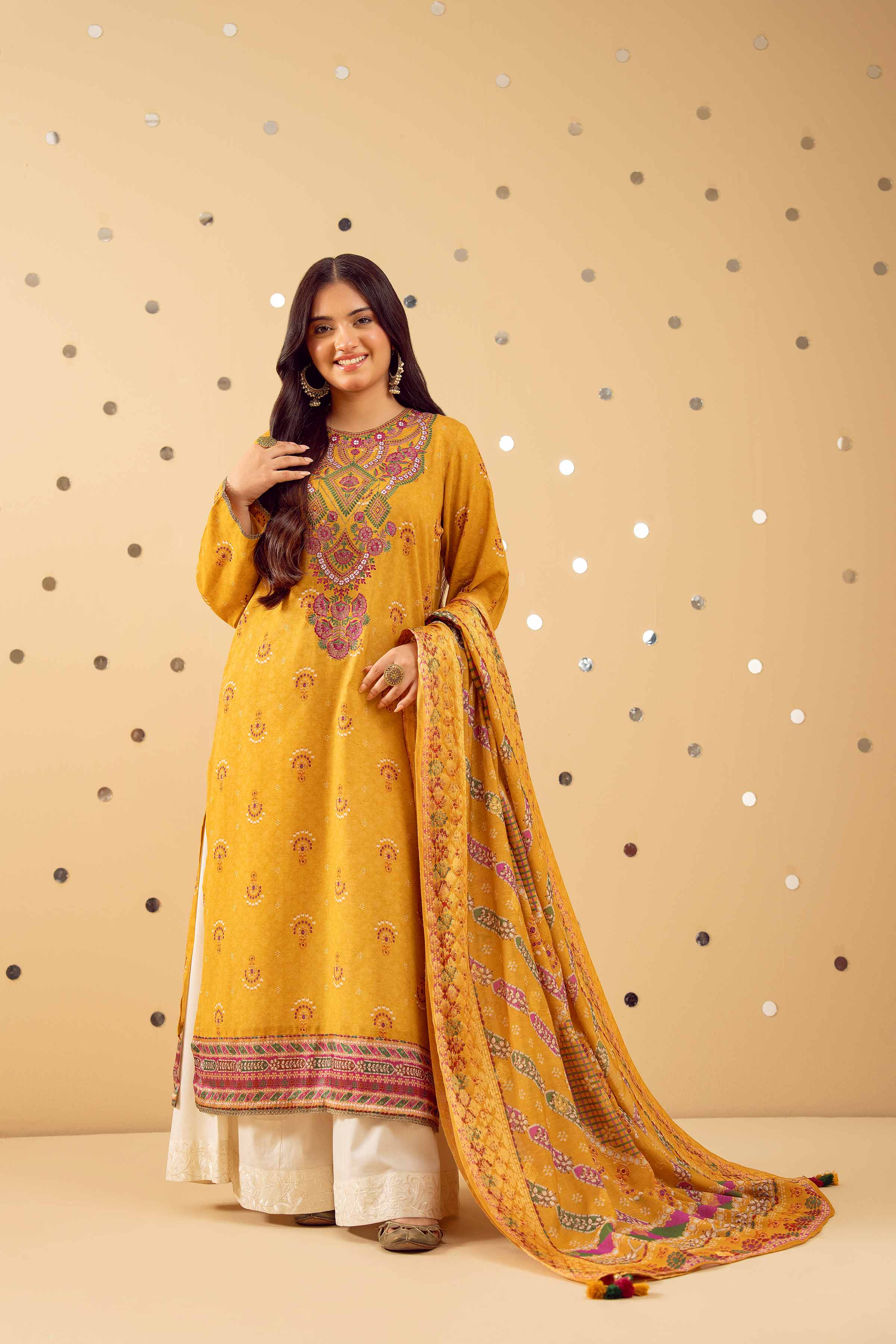 2 Piece - Printed Embroidered Suit - PE25-428