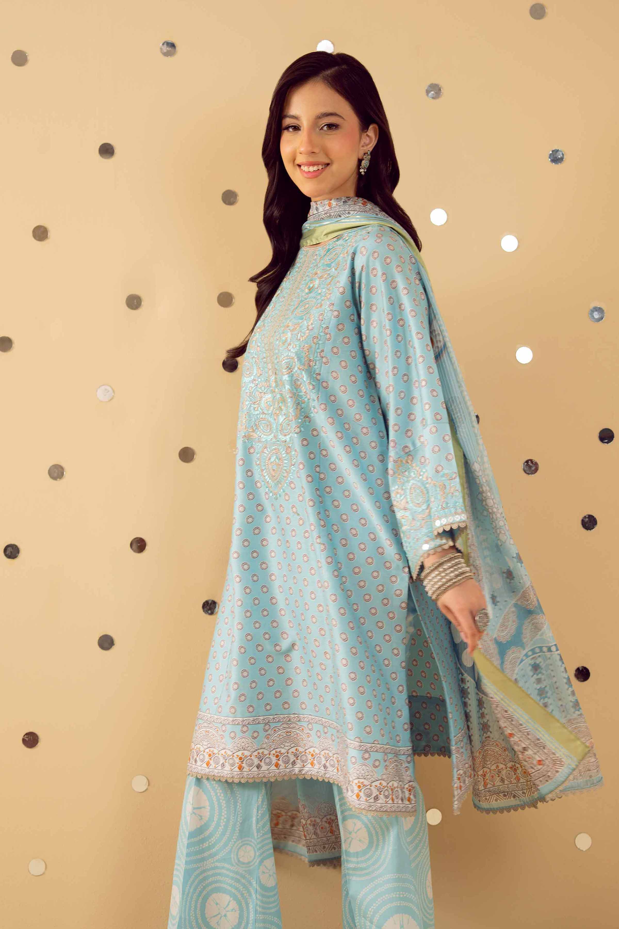 3 Piece - Printed Embroidered Suit - PE25-429