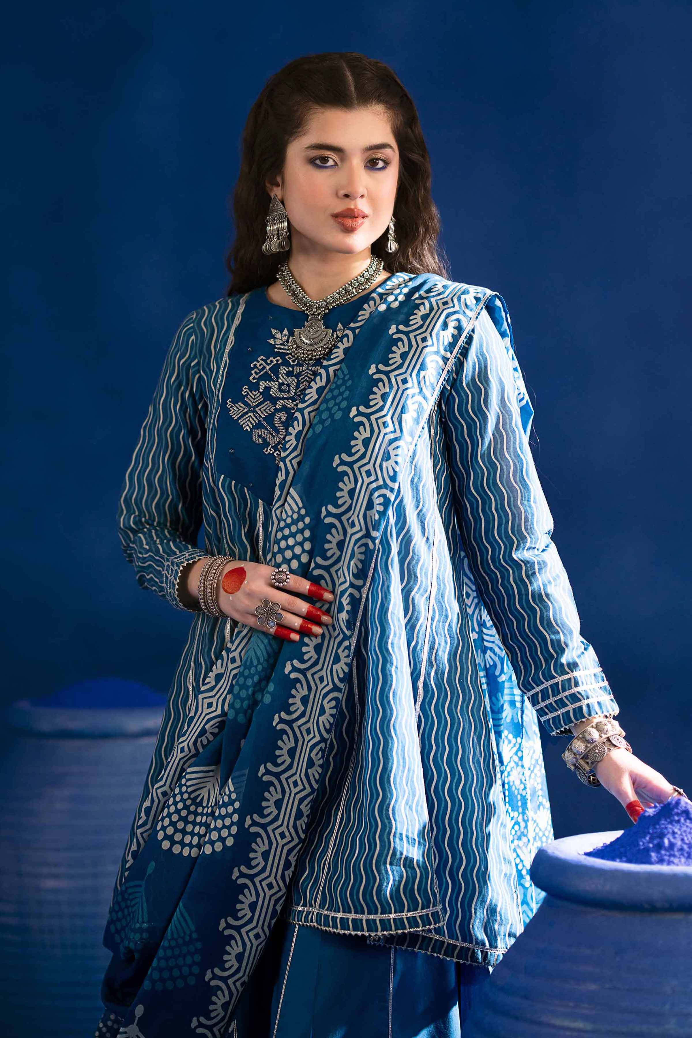 3 Piece - Printed Embroidered Suit - PE25-96