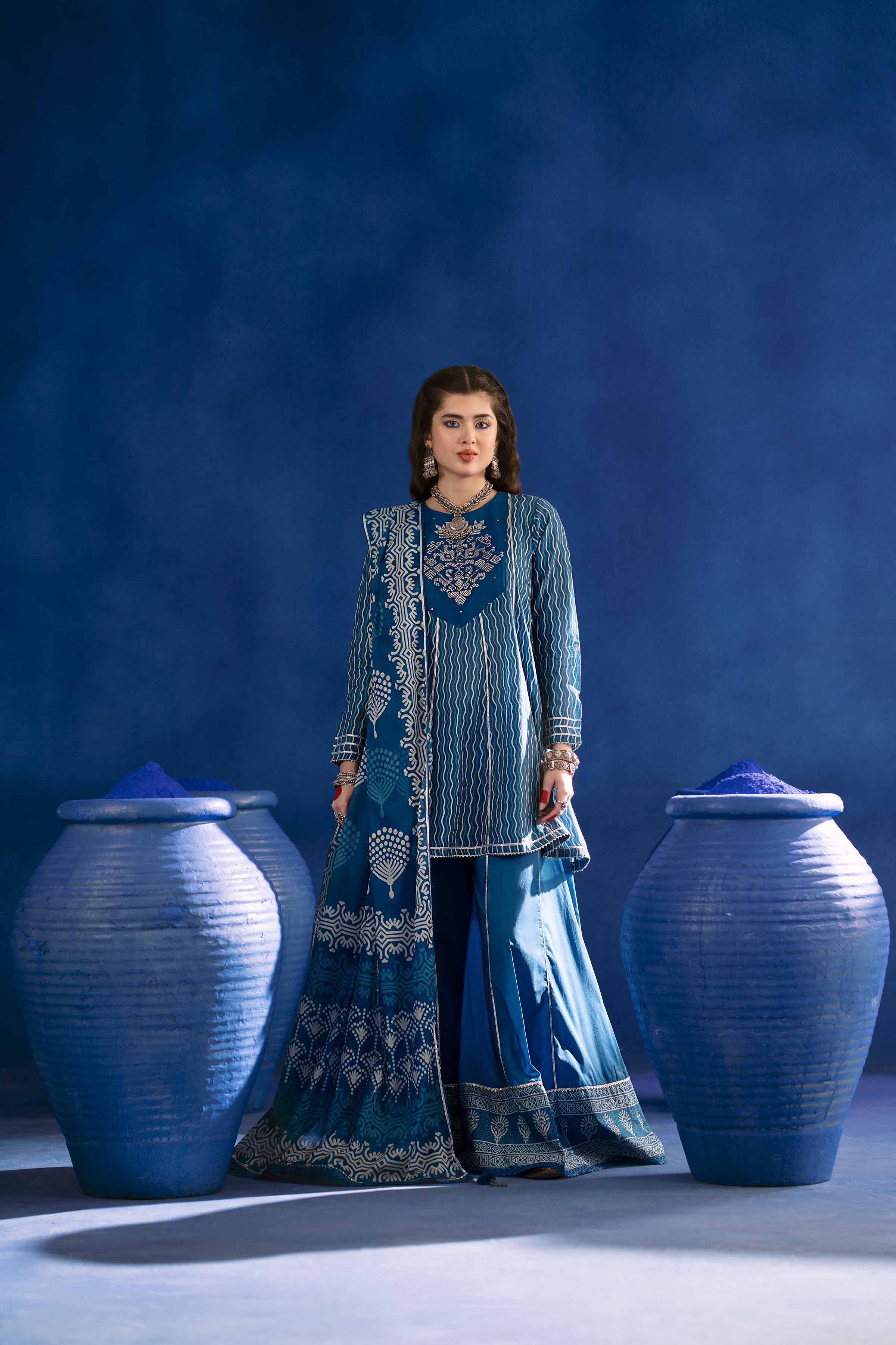 3 Piece - Printed Embroidered Suit - PE25-96