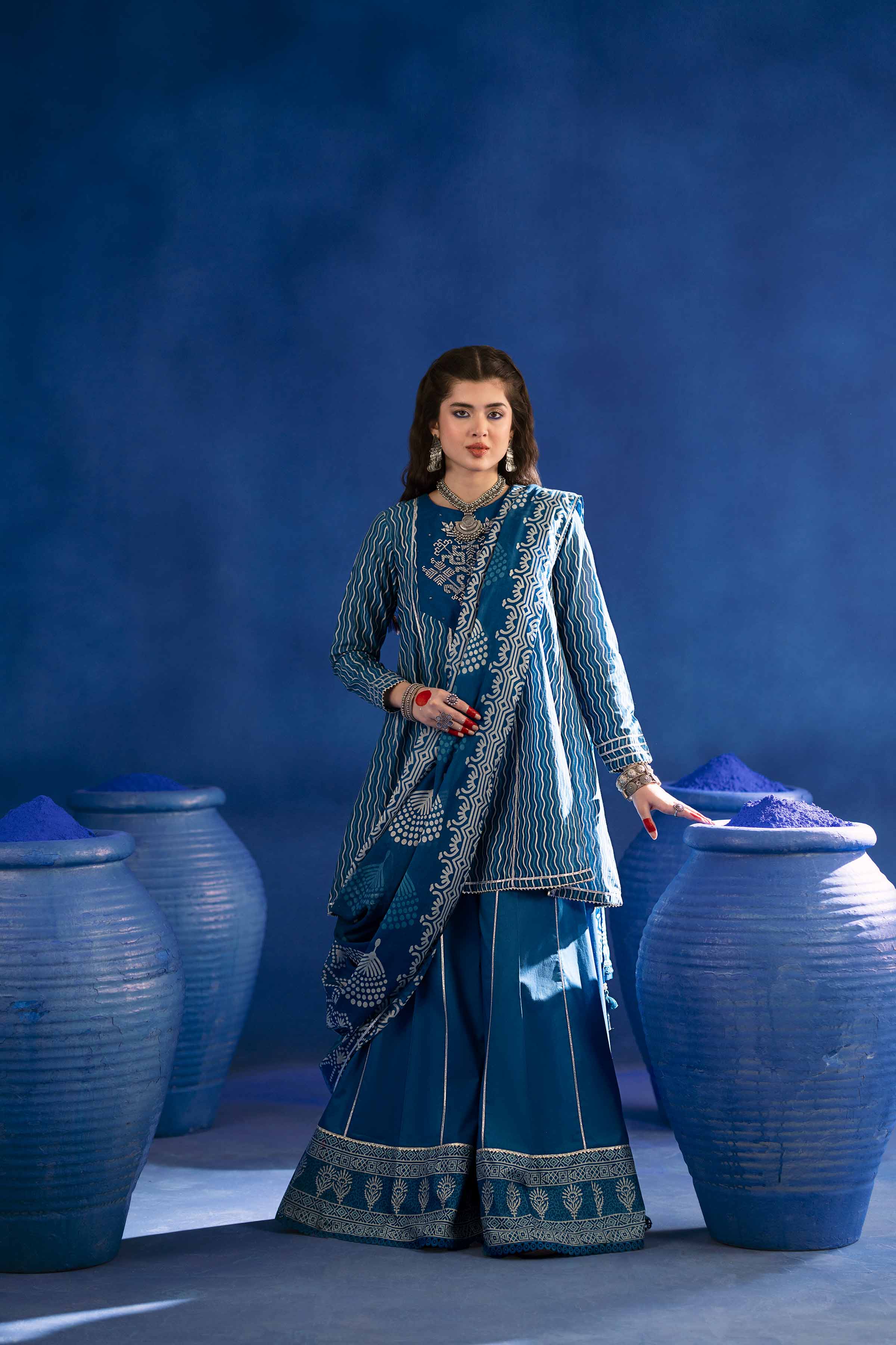 3 Piece - Printed Embroidered Suit - PE25-96