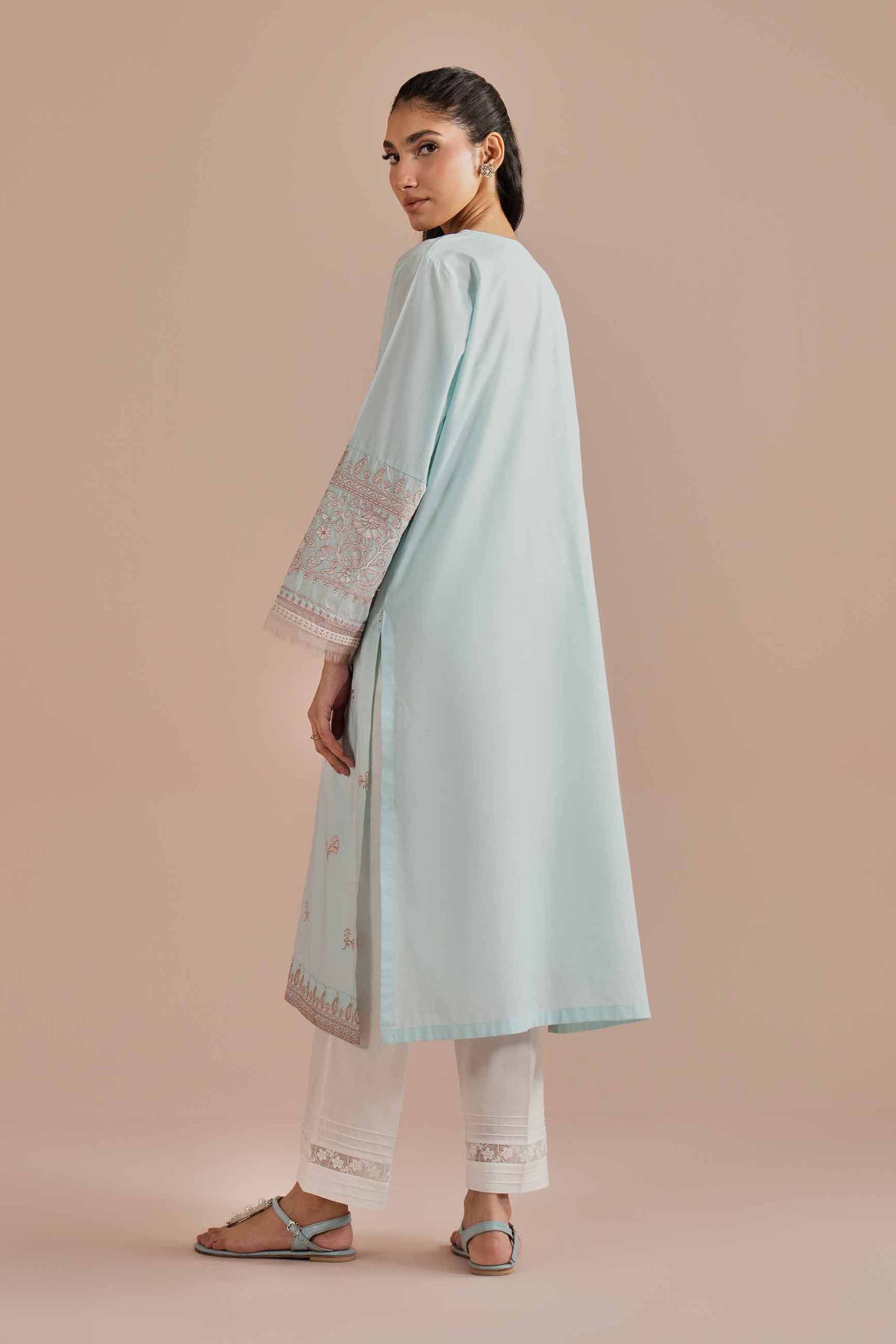 Embroidered Shirt - PE26-04 Blue Cambric 1PC  Embroidered READY TO WEAR