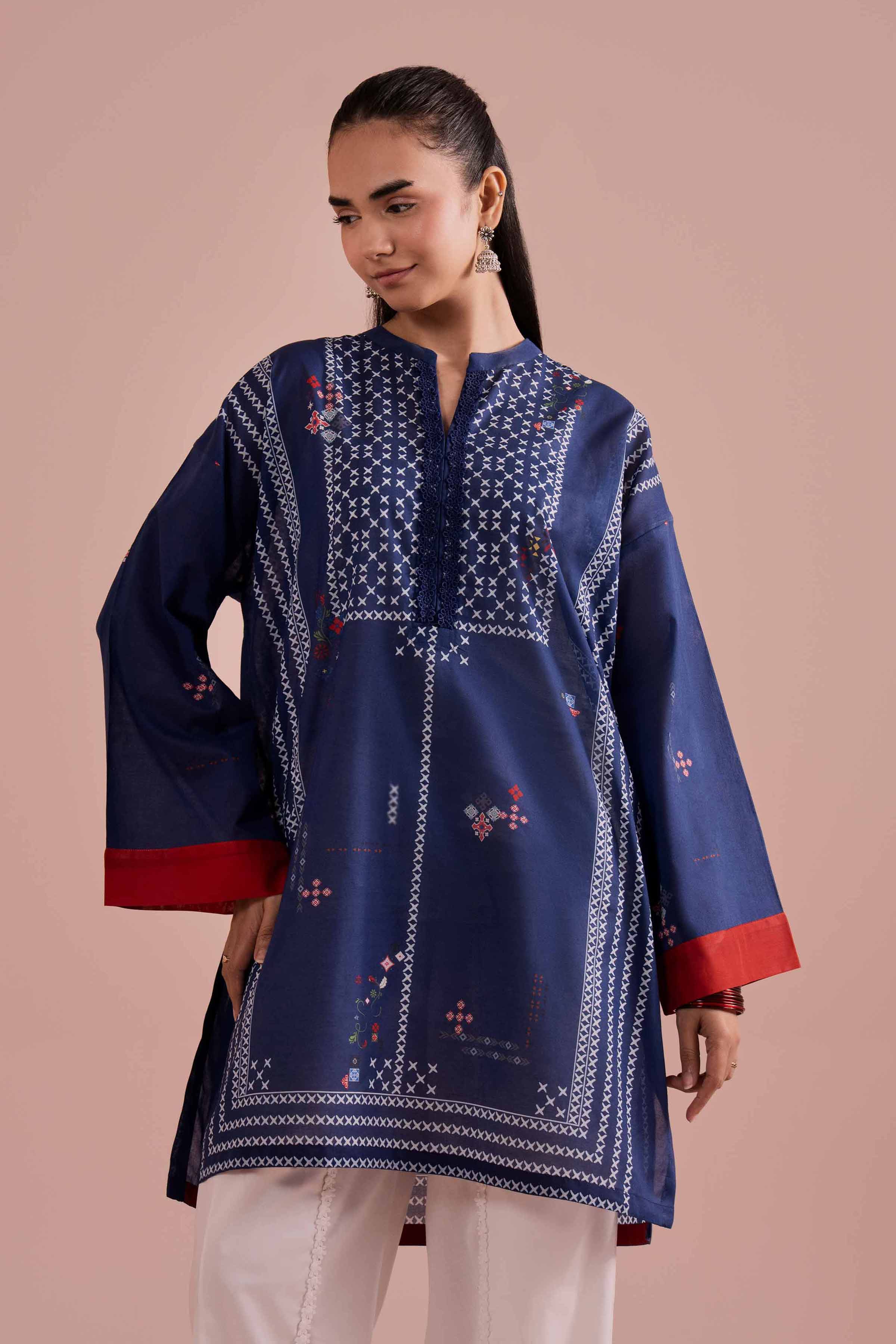 Printed Tunic - PE26-102 Blue Lawn 1PC Printed READY TO WEAR