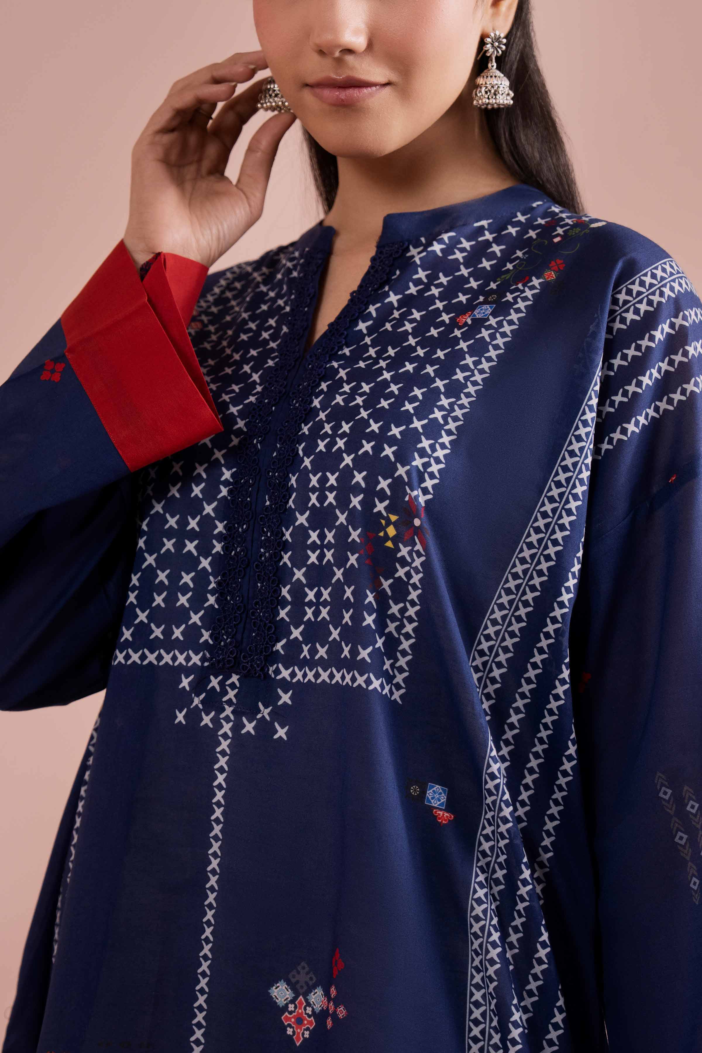 Printed Tunic - PE26-102 Blue Lawn 1PC Printed READY TO WEAR