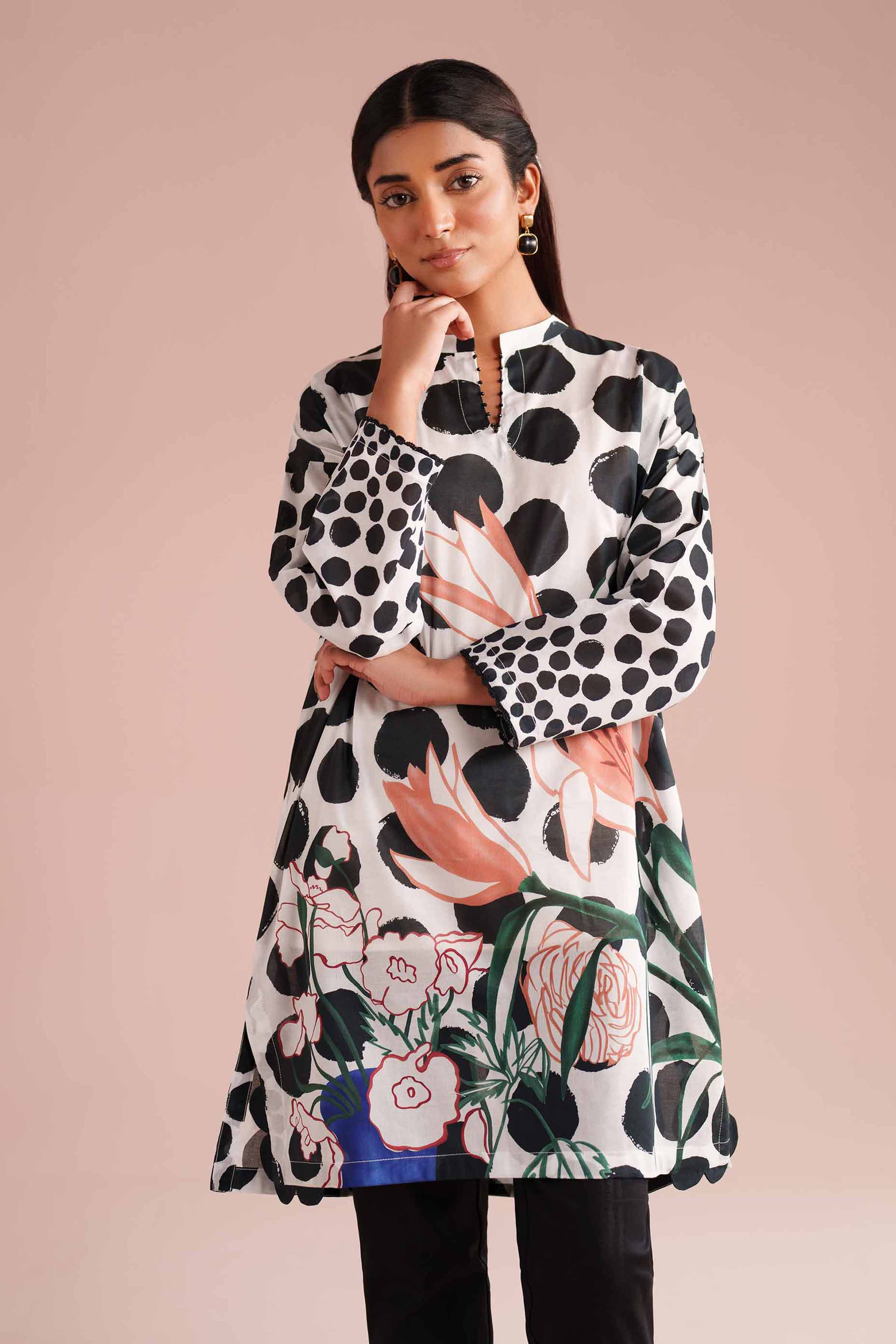 Printed Tunic - PE26-103 White Lawn 1PC Printed READY TO WEAR