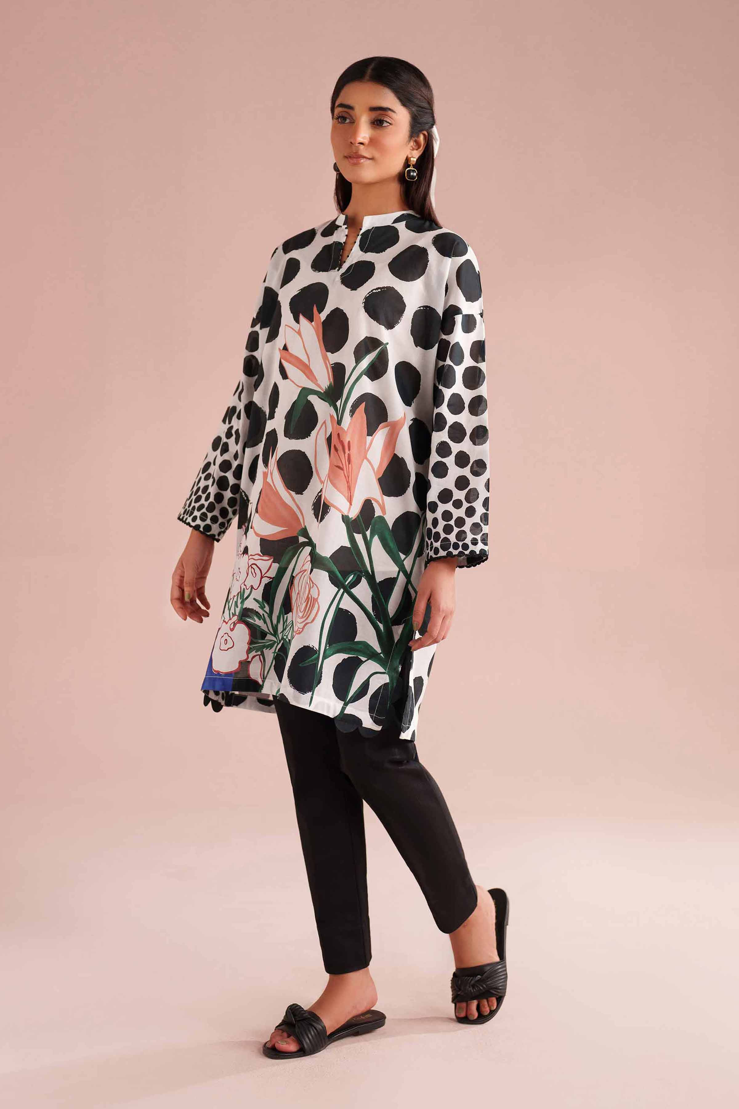 Printed Tunic - PE26-103 White Lawn 1PC Printed READY TO WEAR