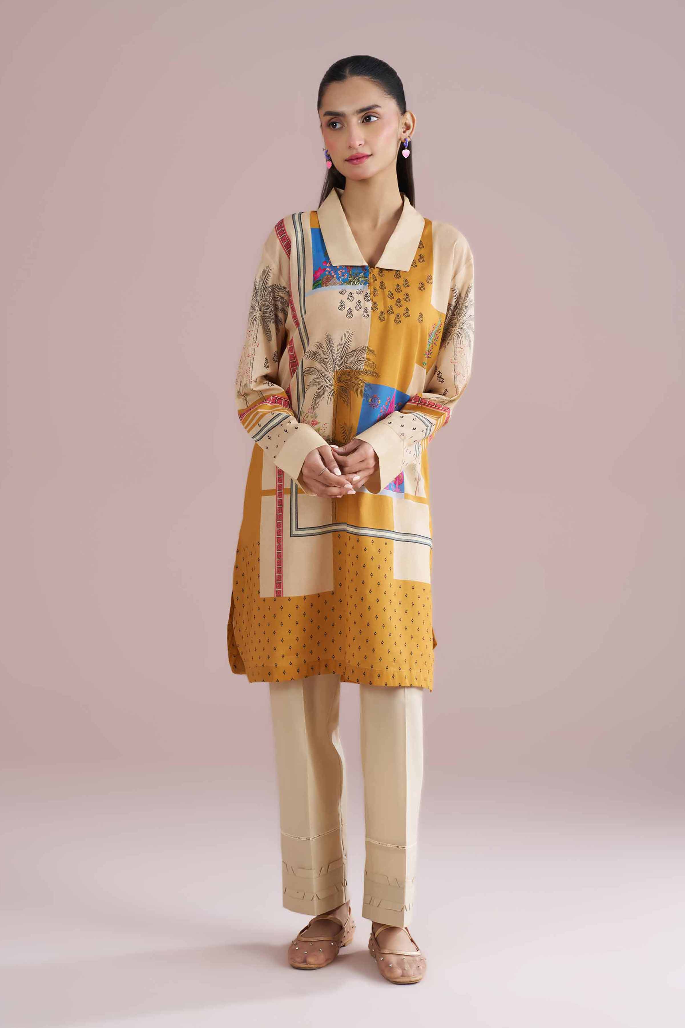 Printed Tunic - PE26-107 Yellow Lawn 1PC Printed READY TO WEAR